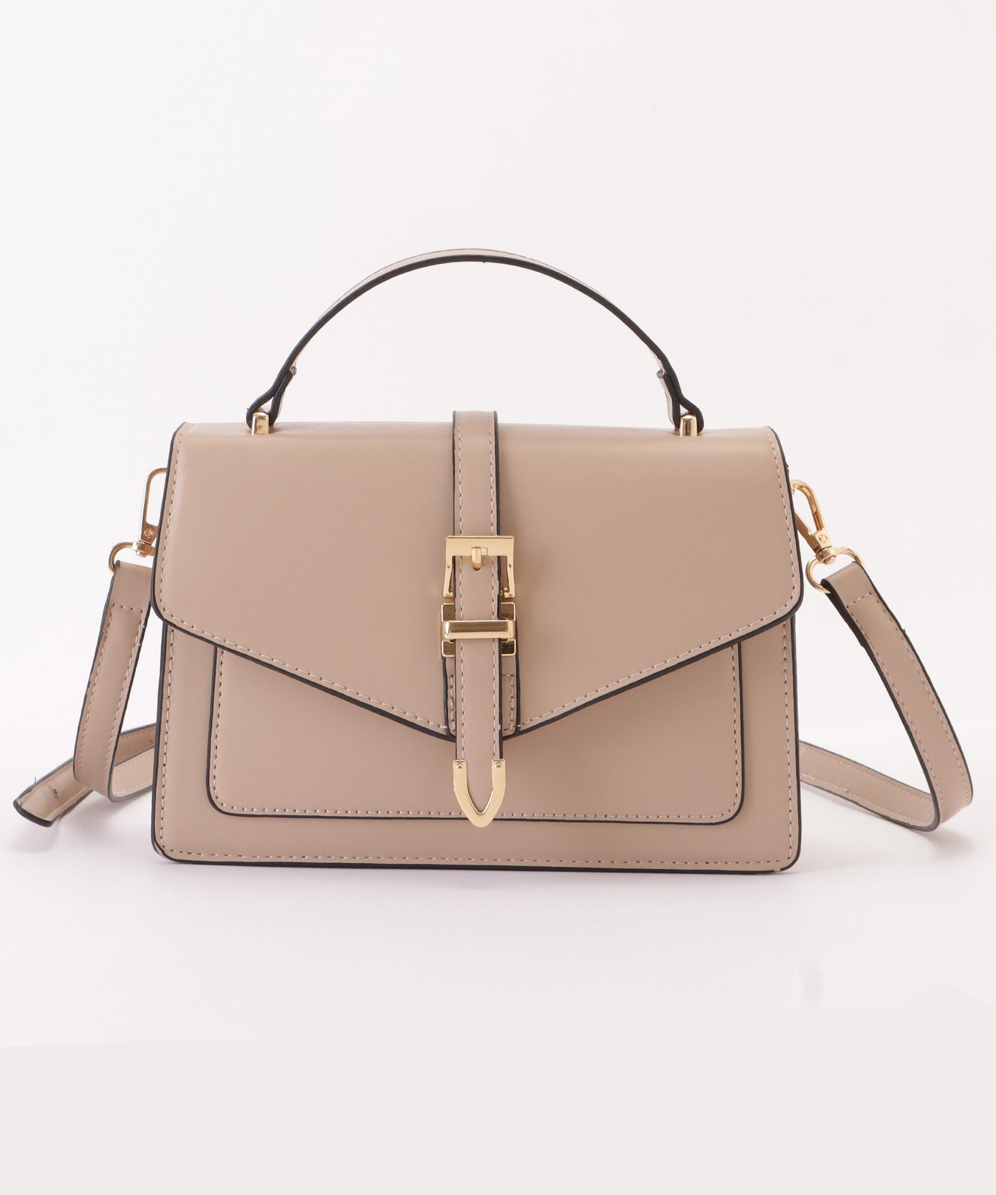 レザー調2WAYスクエアベルト付きバッグ