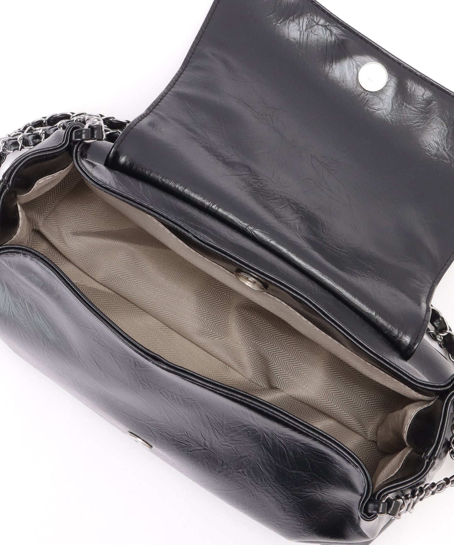 チェーンストラップ付き フラップ ショルダー バッグ