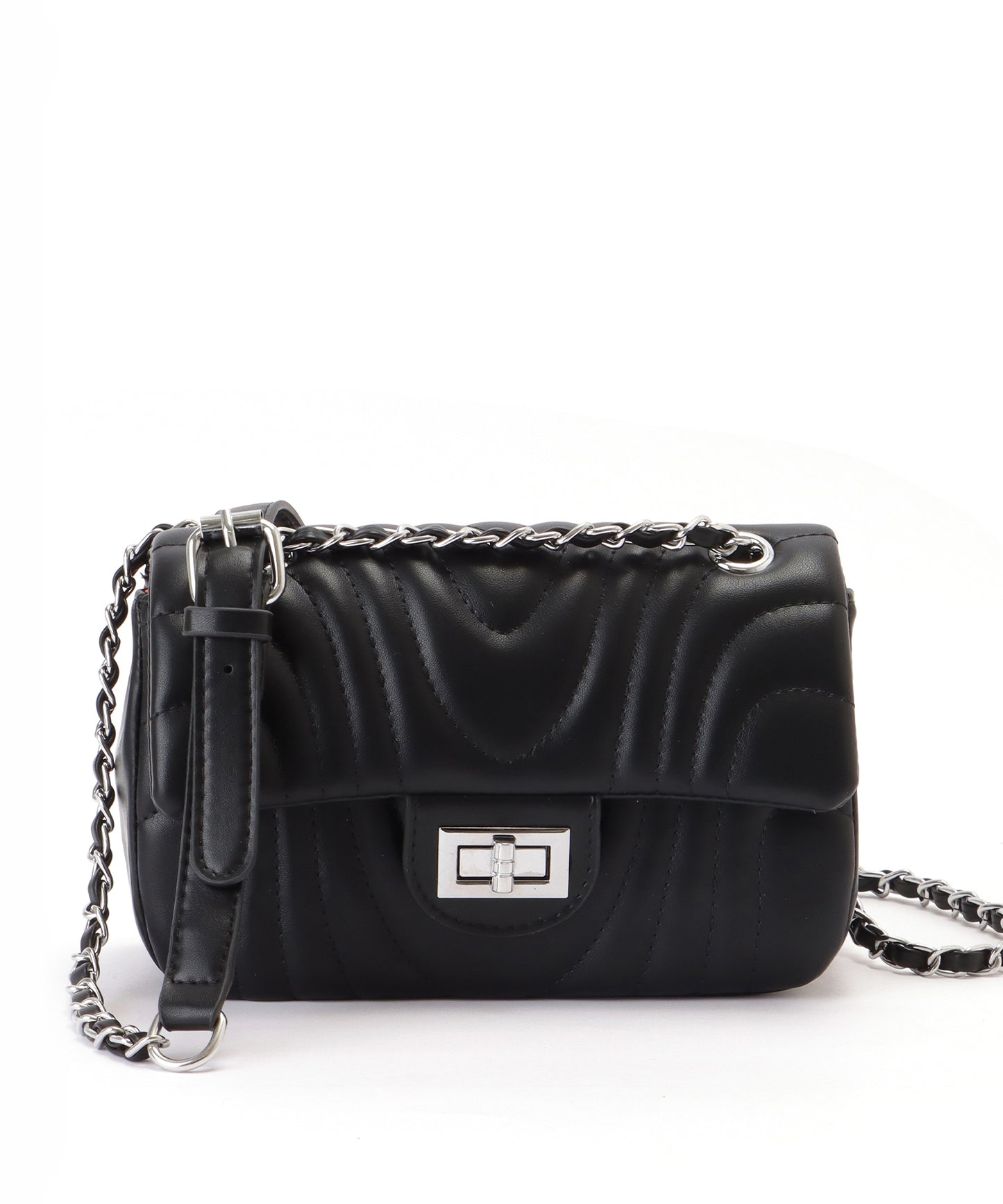 ウエーブ ステッチ キルティング チェーン ショルダー バッグ