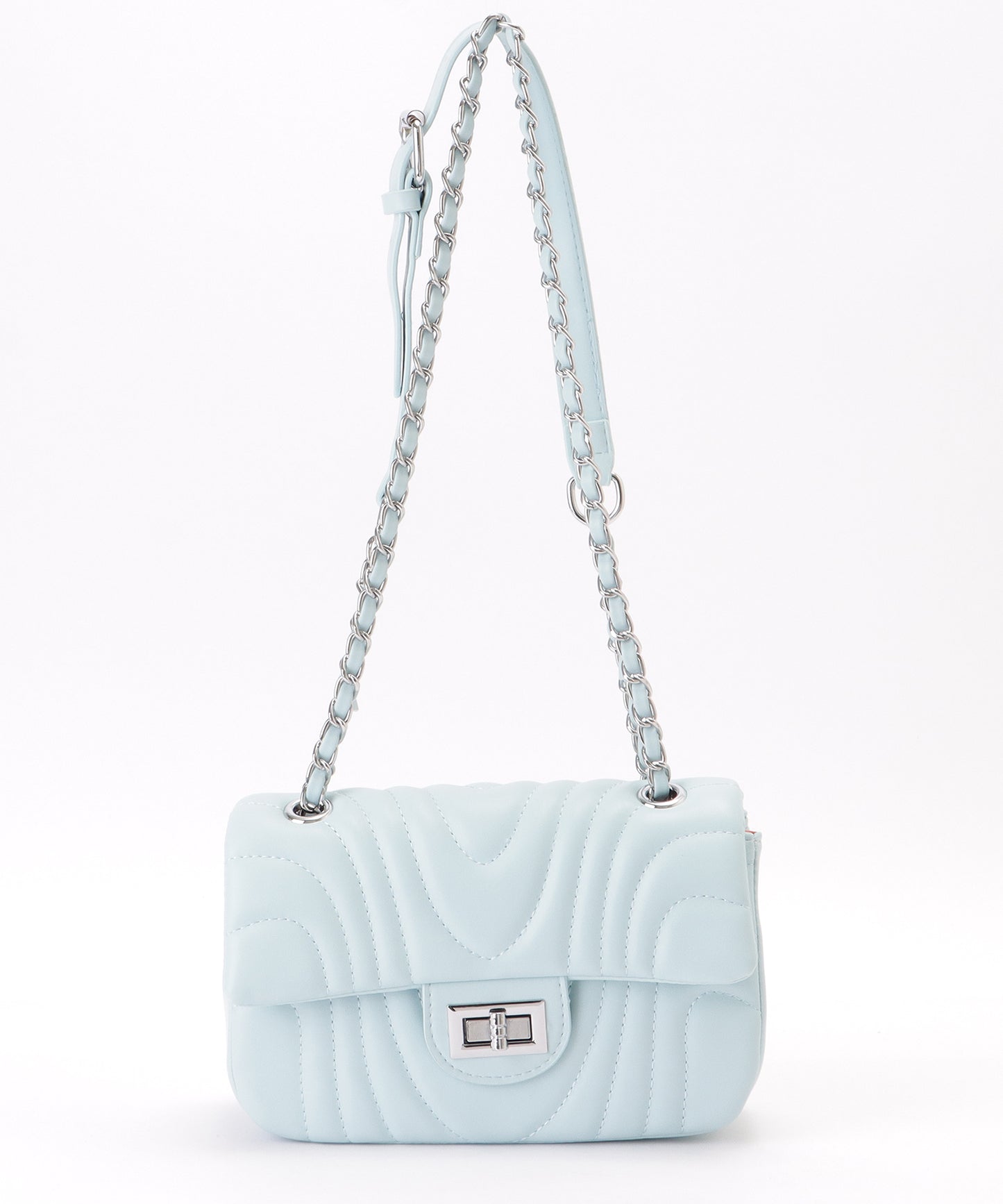 ウエーブ ステッチ キルティング チェーン ショルダー バッグ