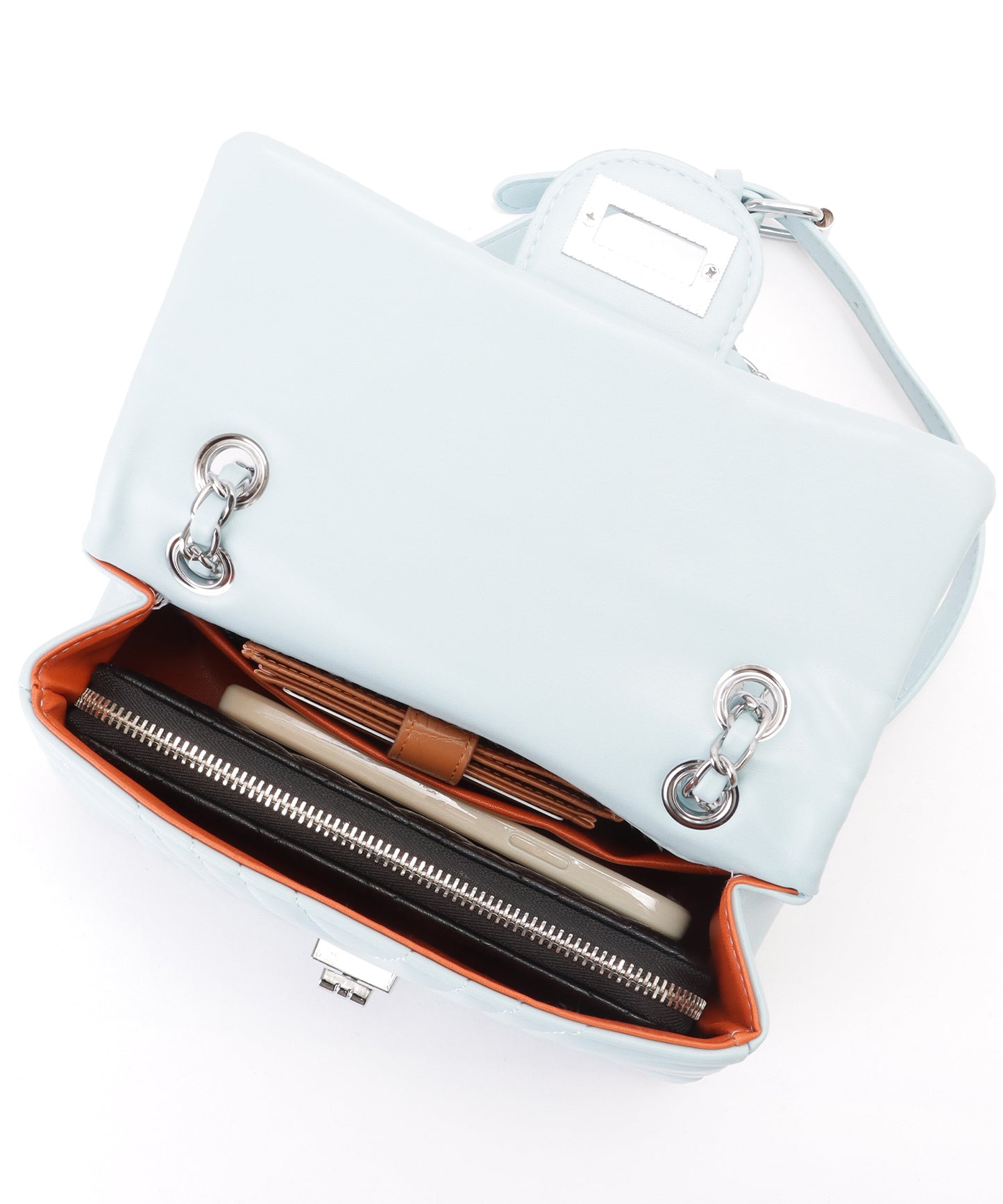 ウエーブ ステッチ キルティング チェーン ショルダー バッグ