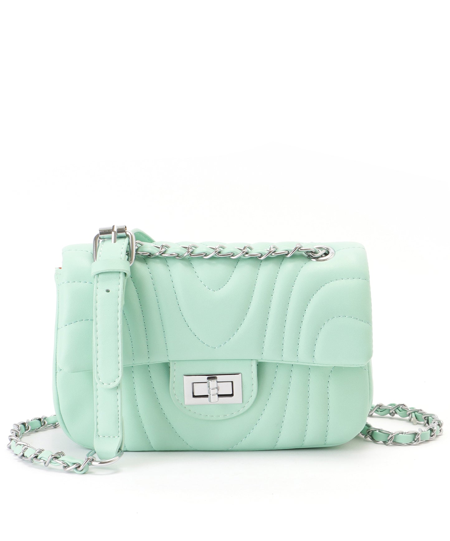 ウエーブ ステッチ キルティング チェーン ショルダー バッグ