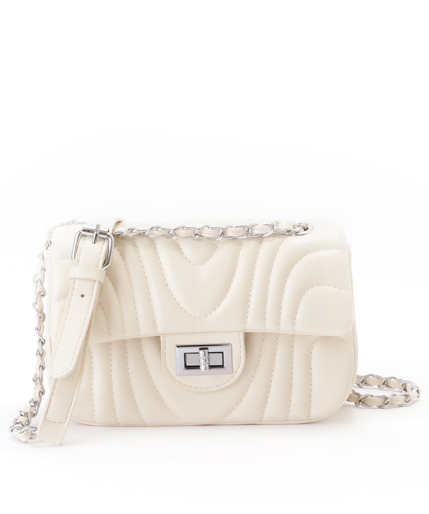 ウエーブ ステッチ キルティング チェーン ショルダー バッグ