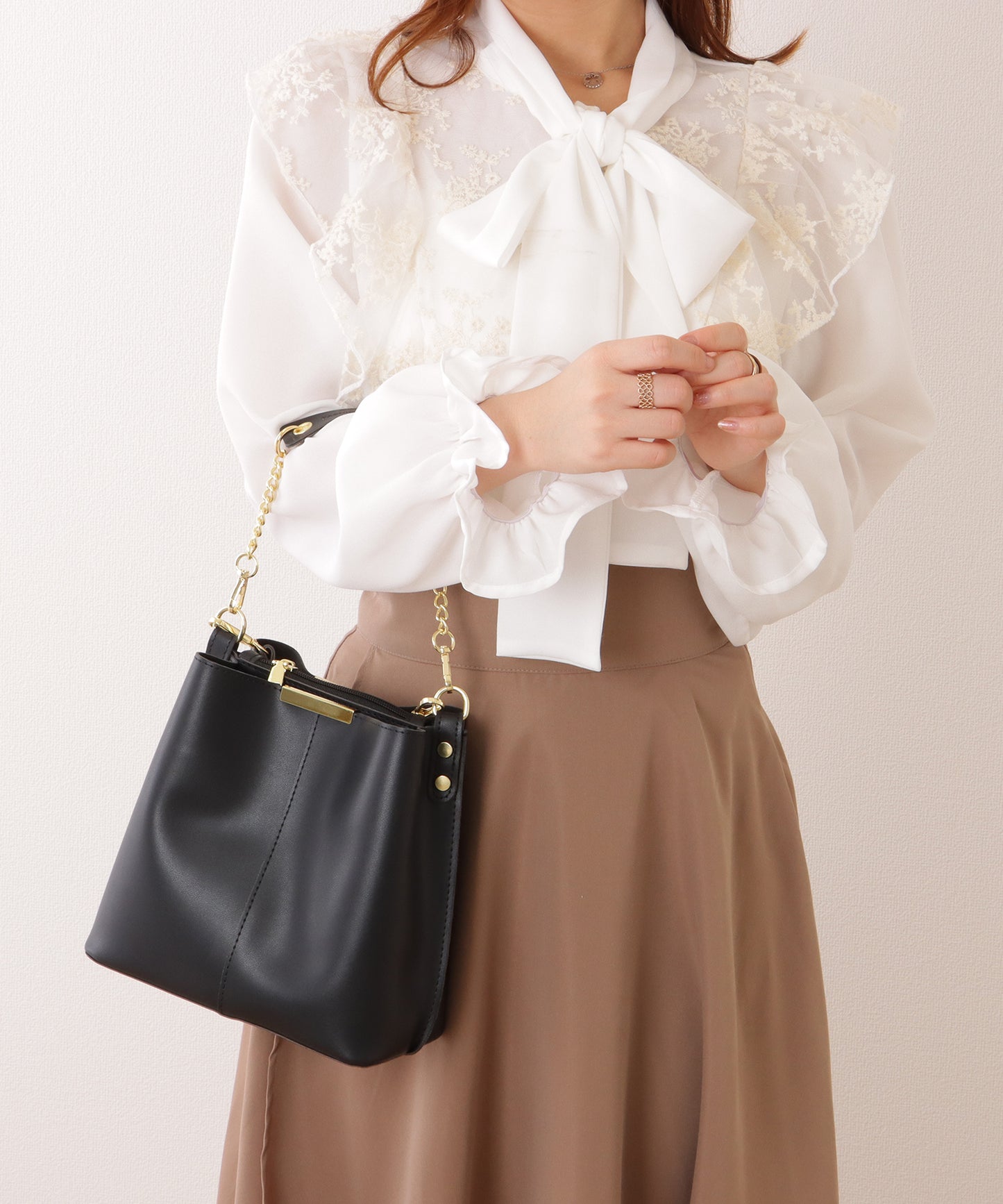 チェーン付き 2WAY スクエア ショルダーバッグ