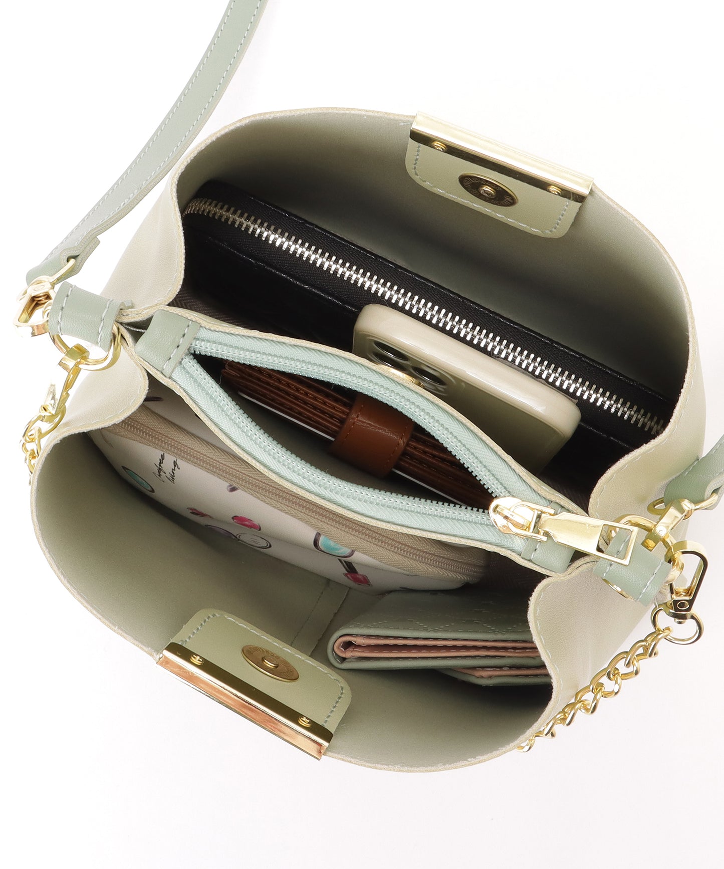 チェーン付き 2WAY スクエア ショルダーバッグ