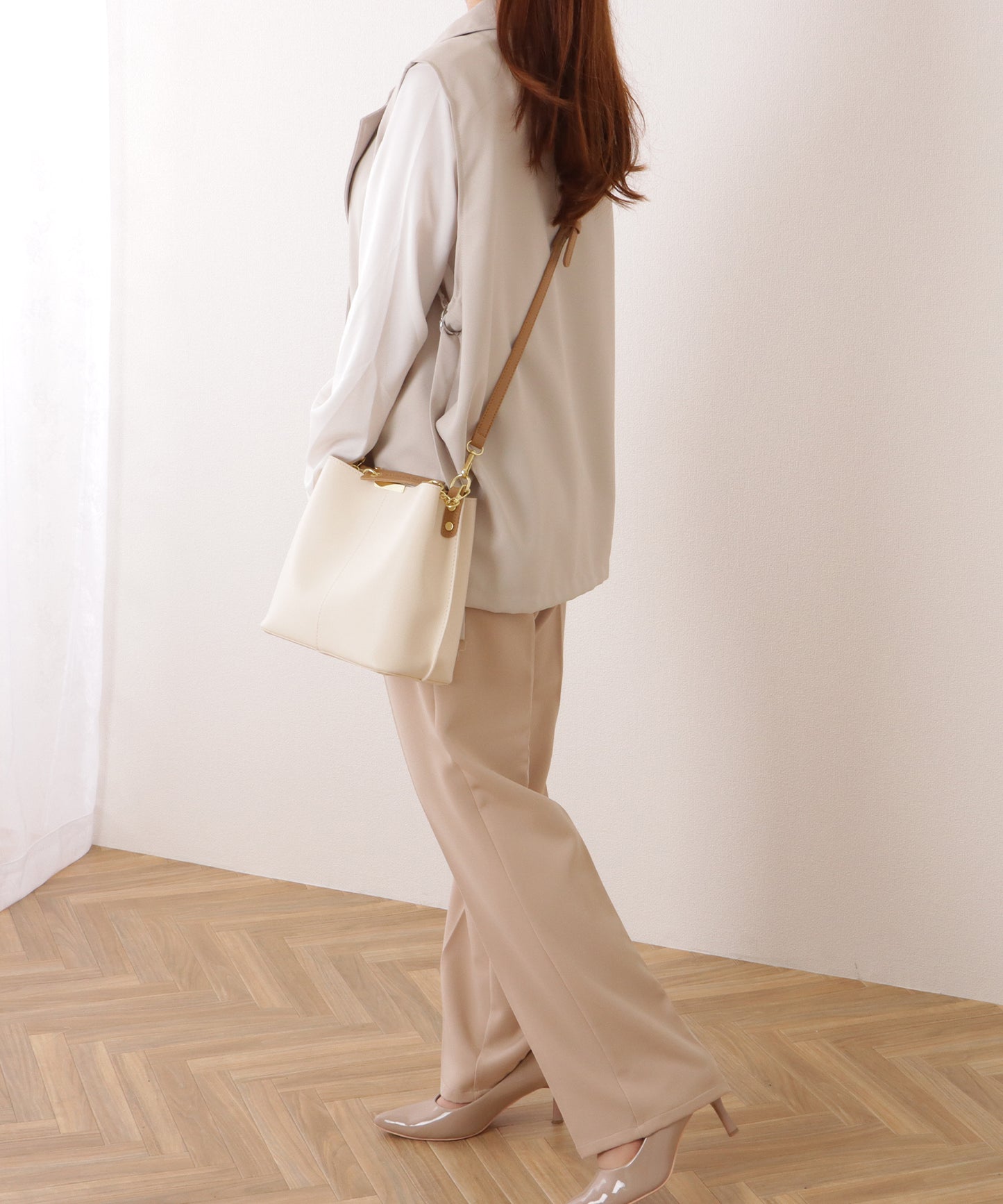 チェーン付き 2WAY スクエア ショルダーバッグ