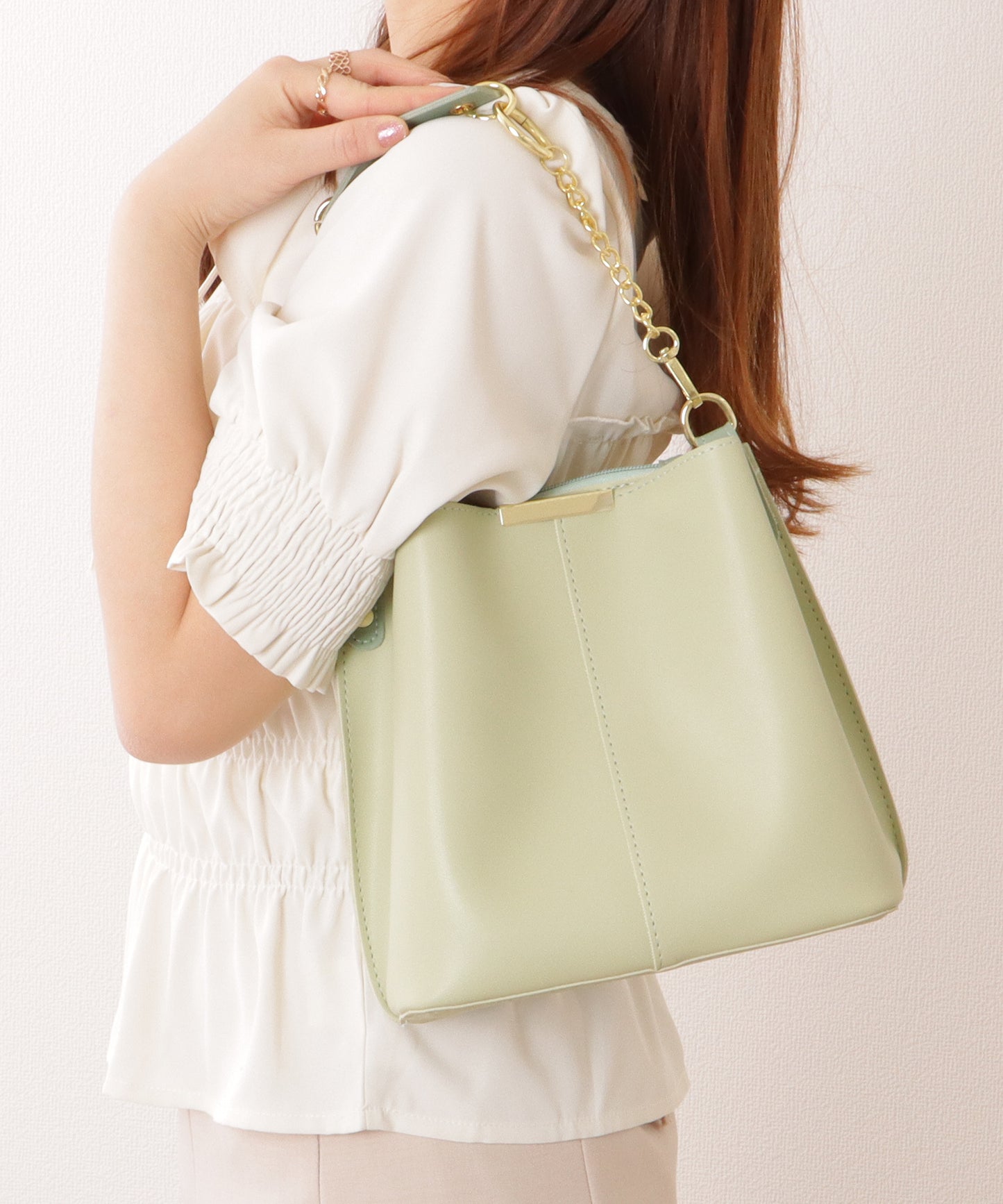 チェーン付き 2WAY スクエア ショルダーバッグ