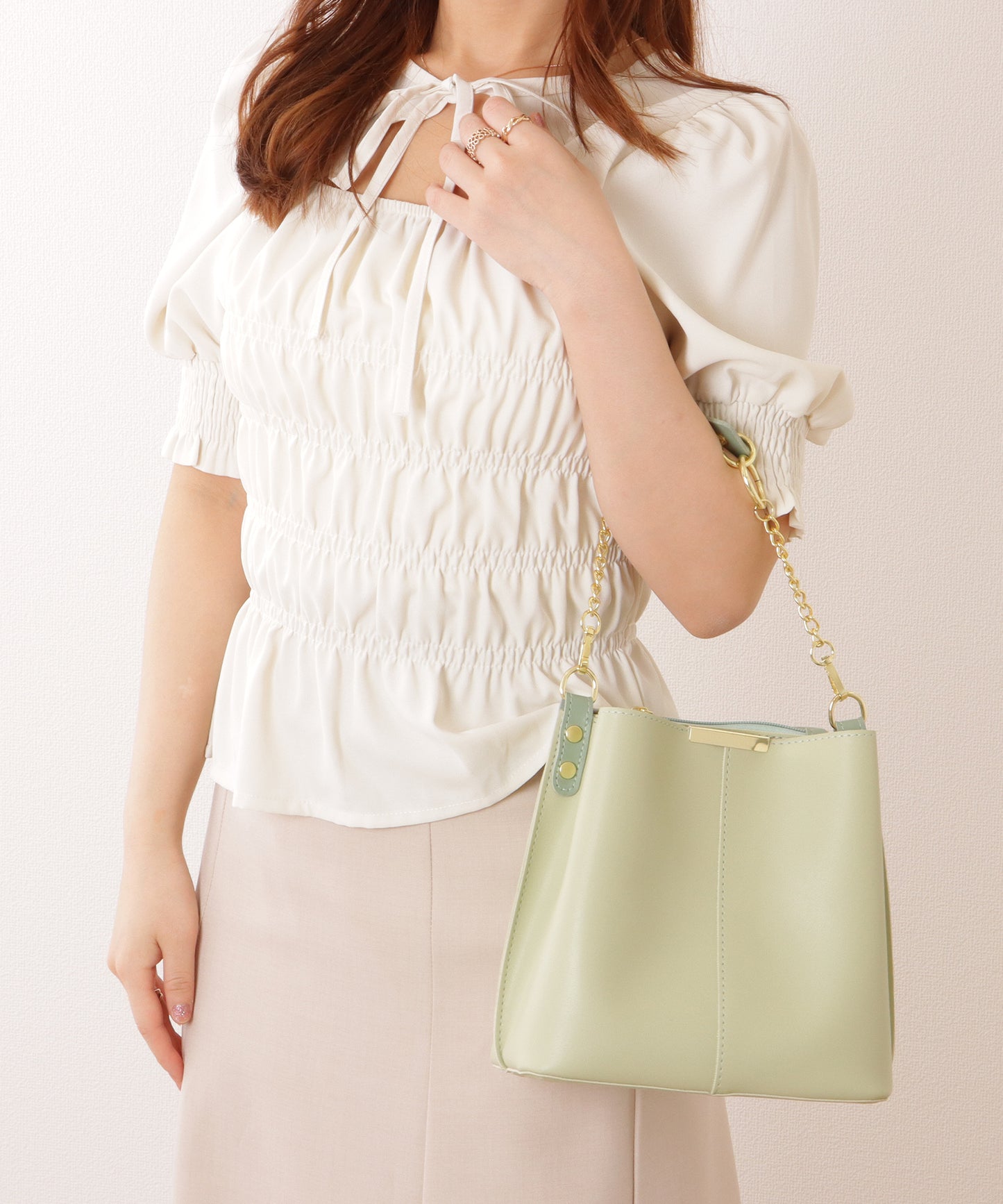 チェーン付き 2WAY スクエア ショルダーバッグ