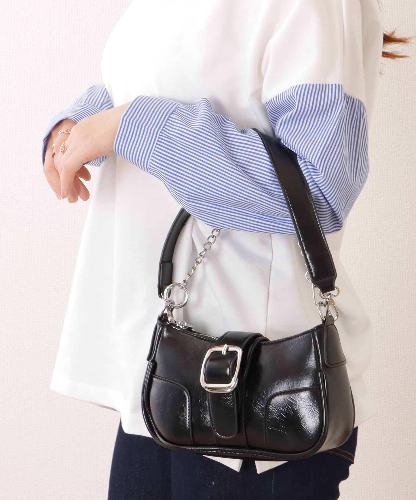 チェーン ストラップ ベルト付き ショルダーバッグ