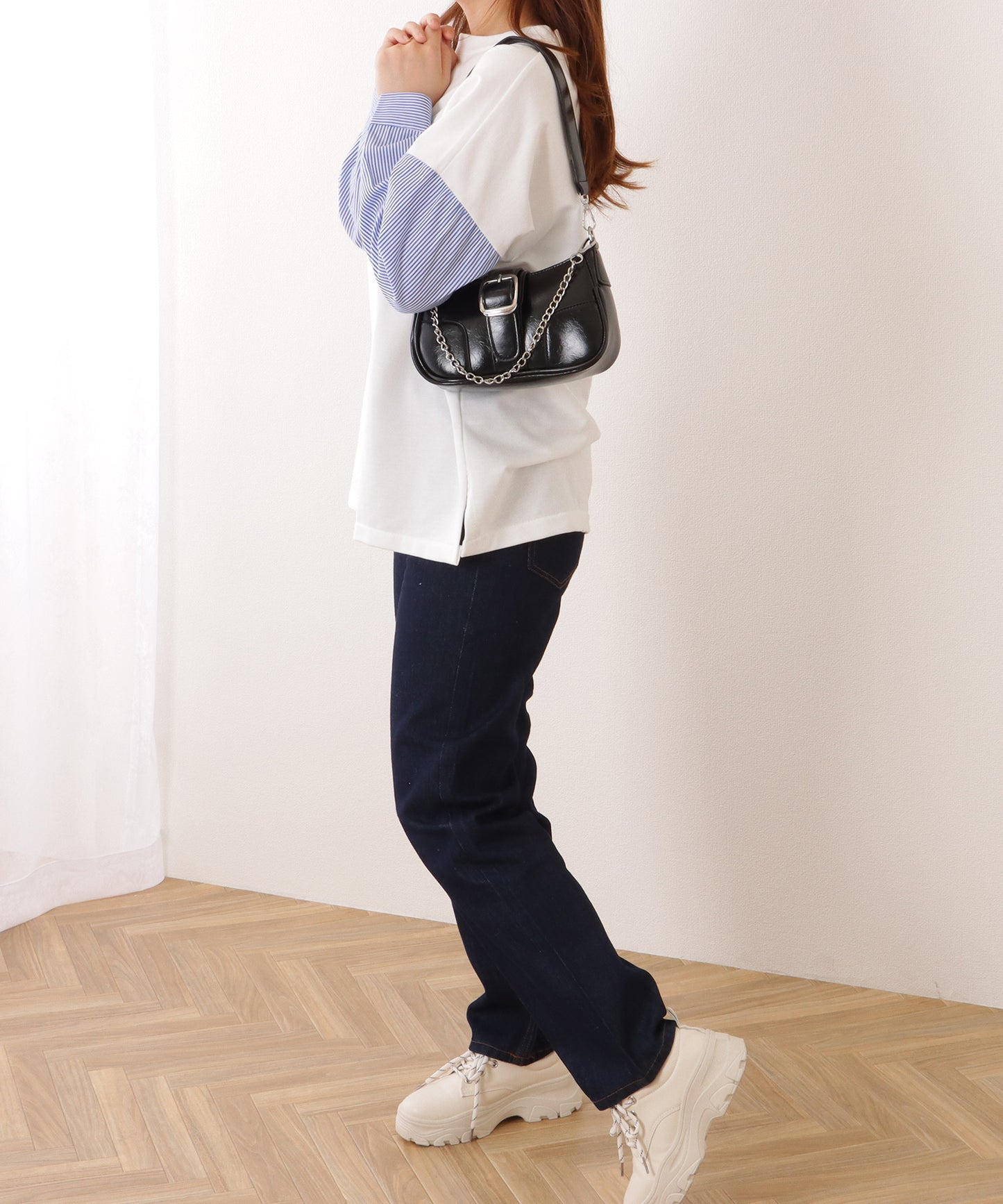 チェーン ストラップ ベルト付き ショルダーバッグ