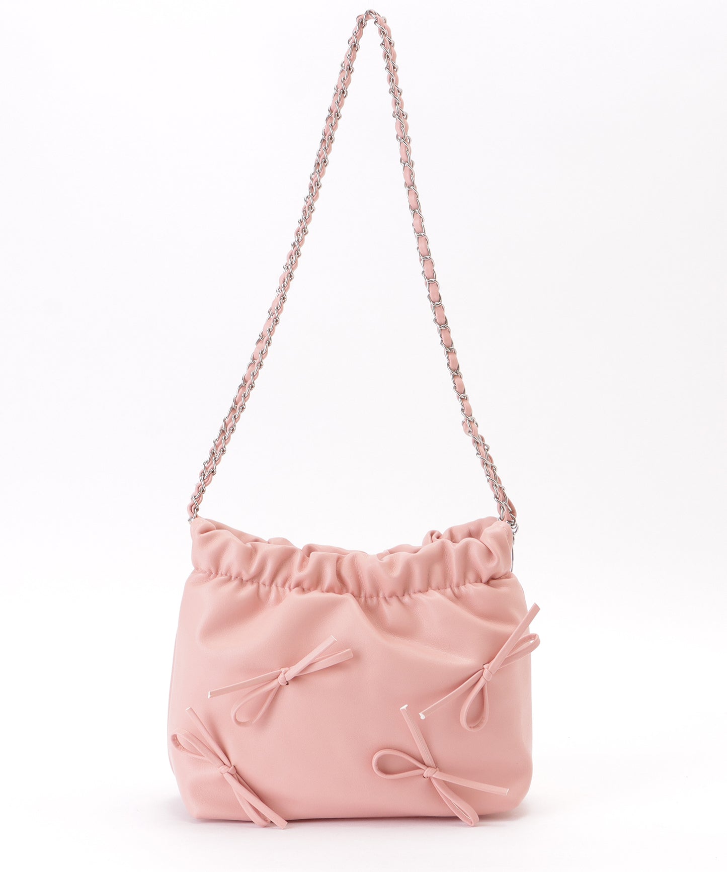チェーンストラップ リボン ギャザー ショルダーバッグ