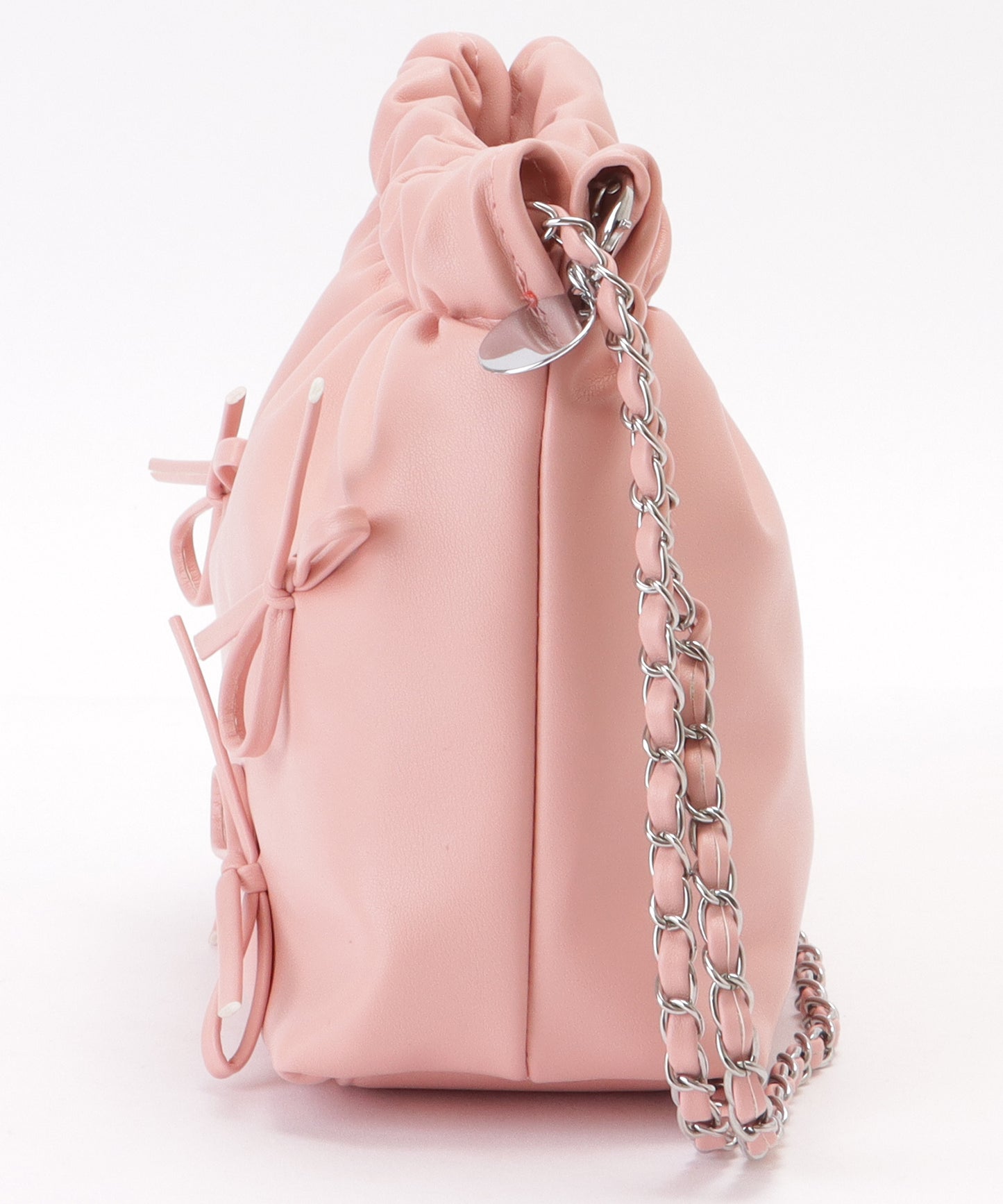 チェーンストラップ リボン ギャザー ショルダーバッグ
