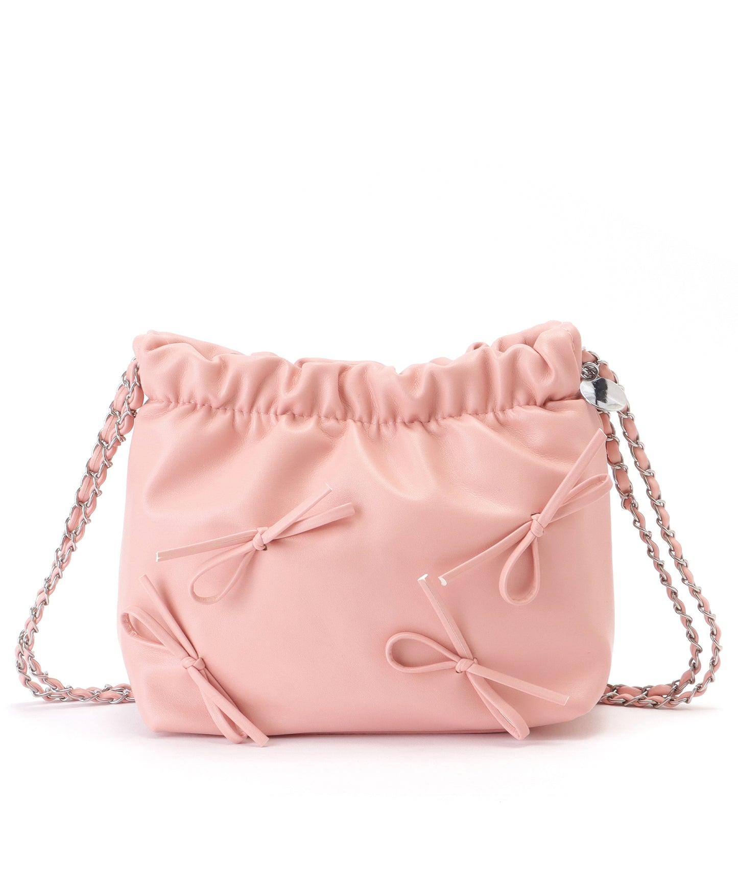 チェーンストラップ リボン ギャザー ショルダーバッグ