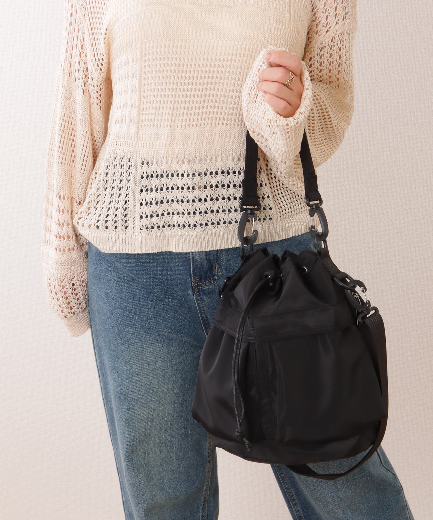 ダブルストラップ ミリタリー 巾着 ショルダー バッグ