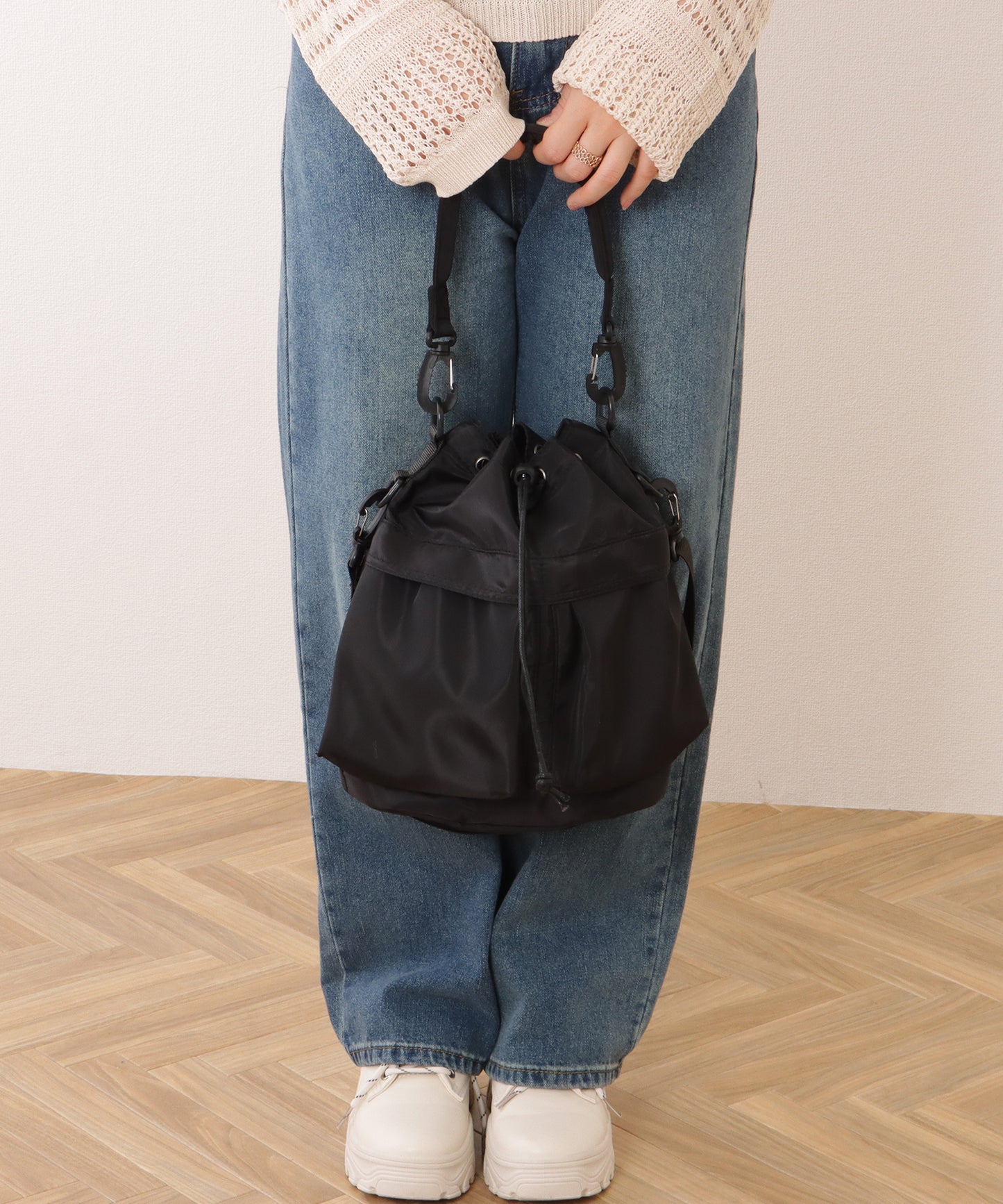 ダブルストラップ ミリタリー 巾着 ショルダー バッグ