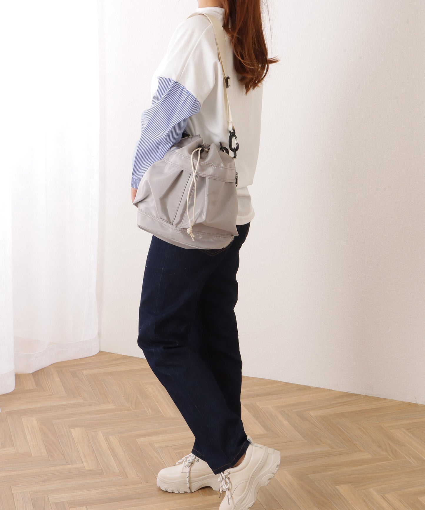 ダブルストラップ ミリタリー 巾着 ショルダー バッグ