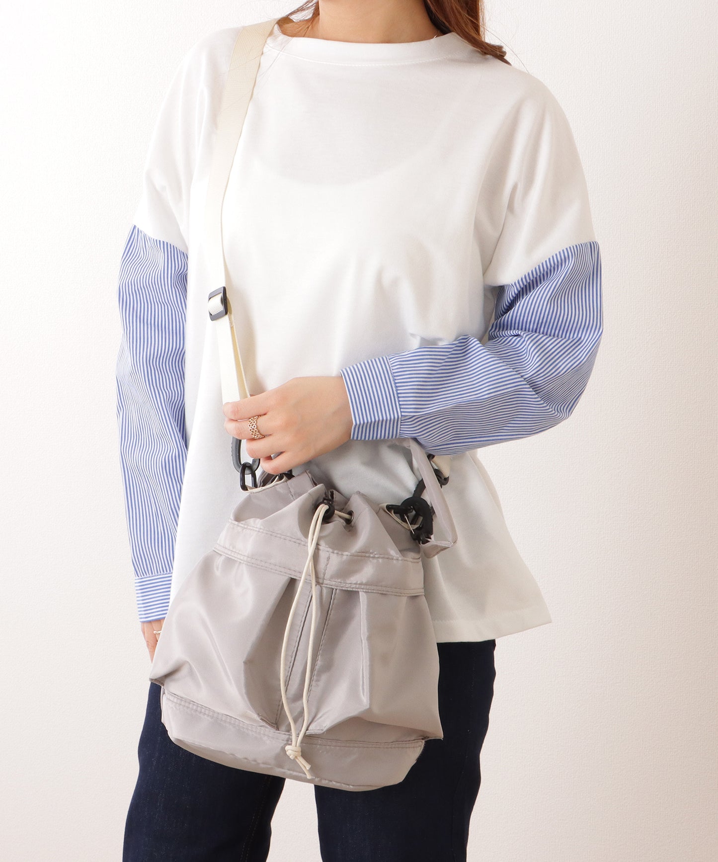 ダブルストラップ ミリタリー 巾着 ショルダー バッグ