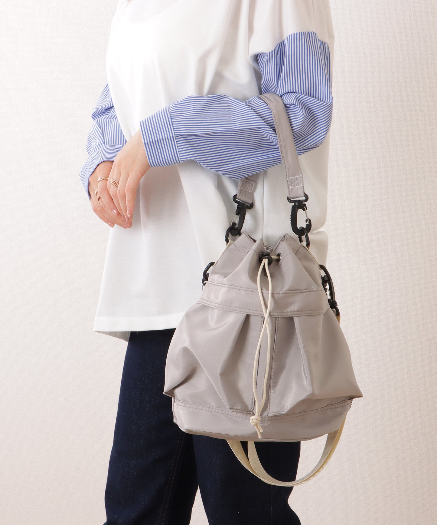 ダブルストラップ ミリタリー 巾着 ショルダー バッグ