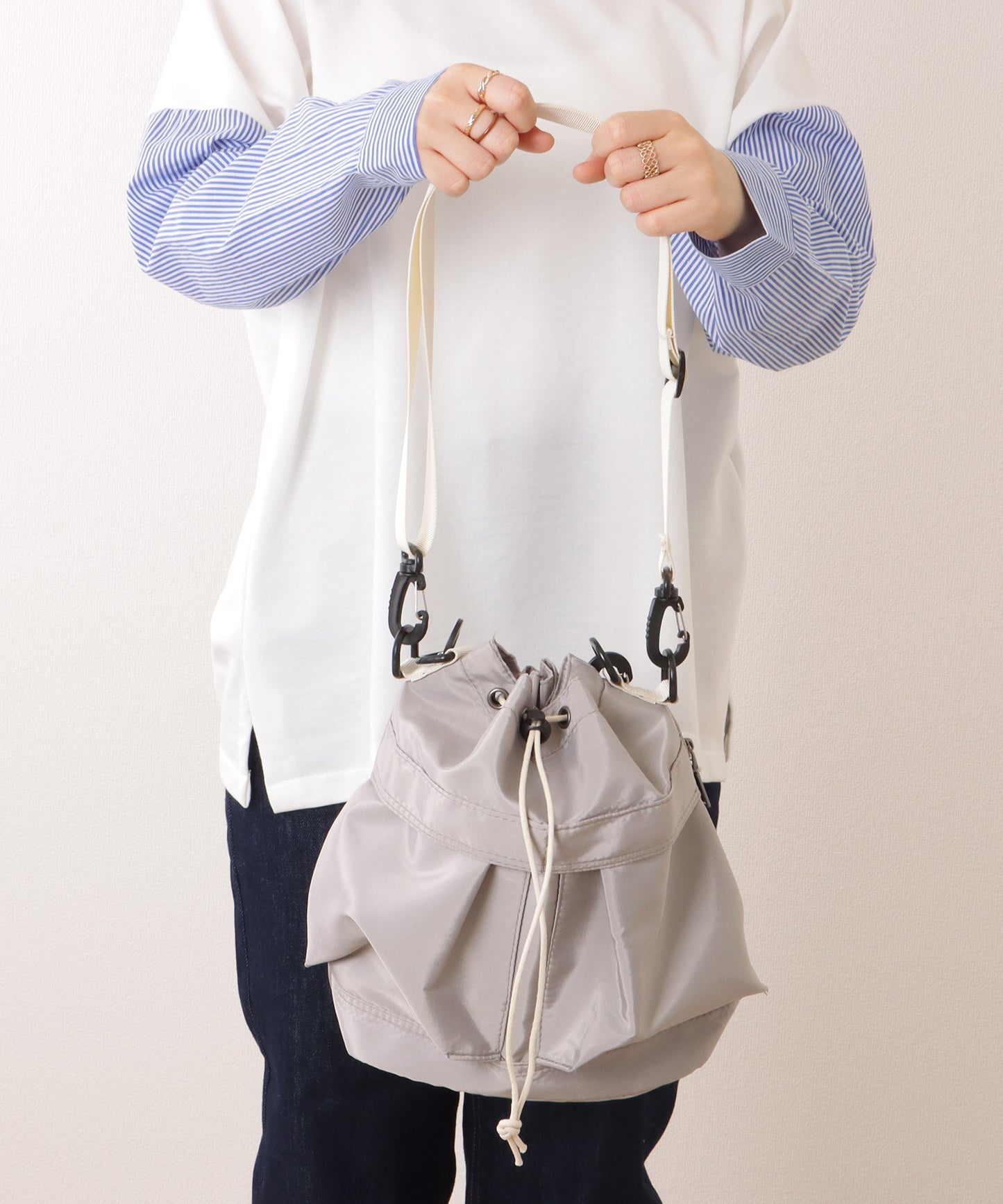 ダブルストラップ ミリタリー 巾着 ショルダー バッグ