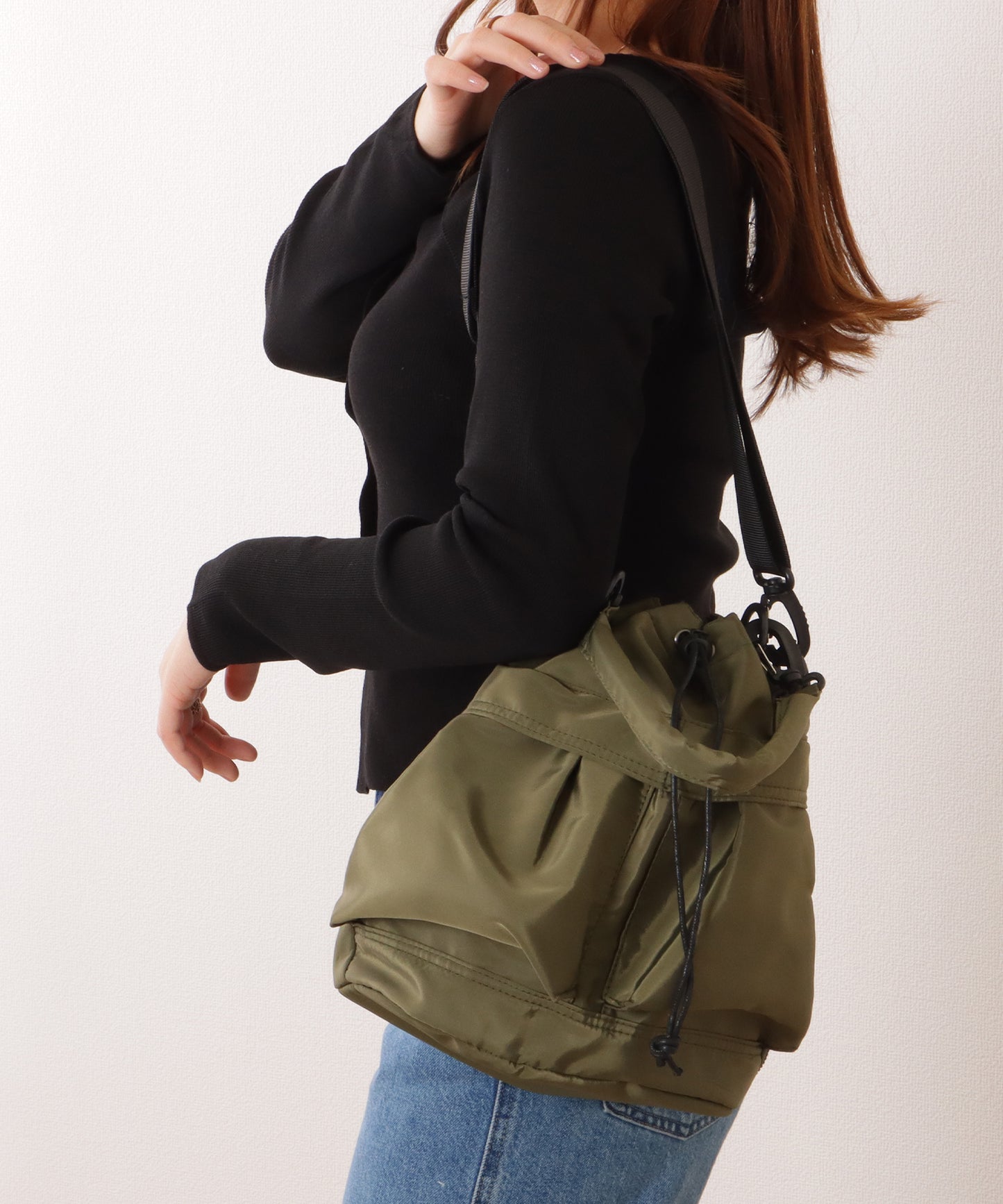 ダブルストラップ ミリタリー 巾着 ショルダー バッグ