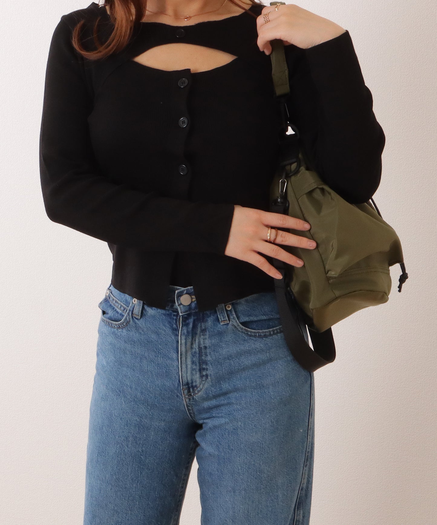 ダブルストラップ ミリタリー 巾着 ショルダー バッグ