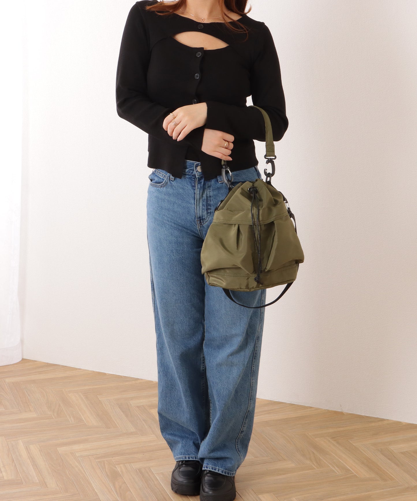 ダブルストラップ ミリタリー 巾着 ショルダー バッグ