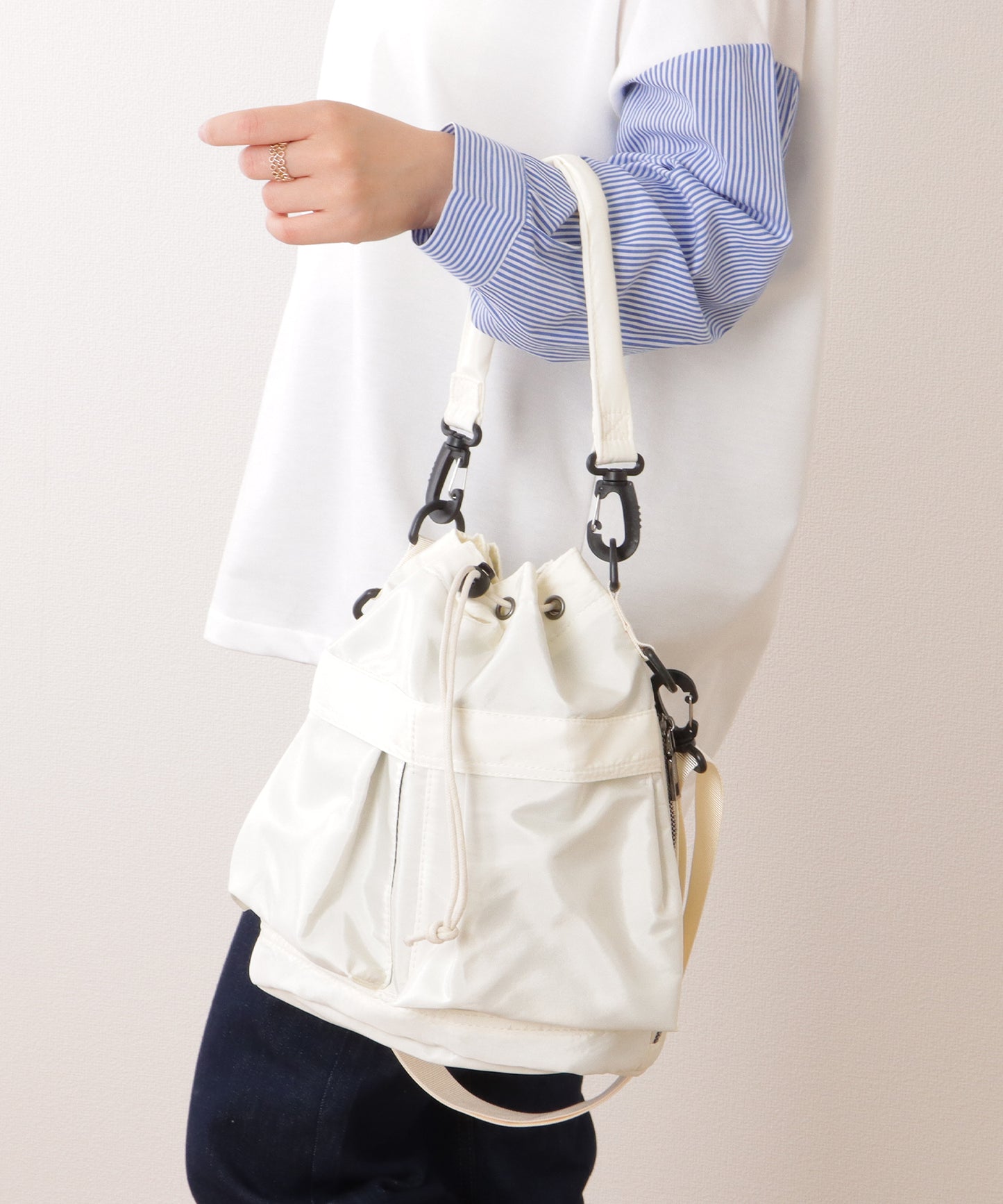 ダブルストラップ ミリタリー 巾着 ショルダー バッグ