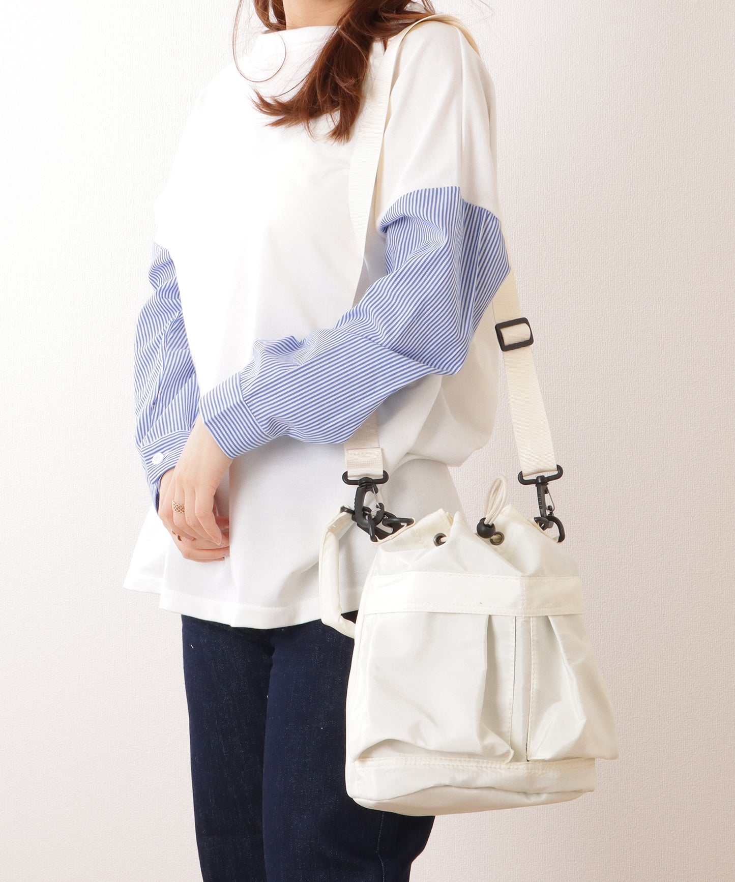 ダブルストラップ ミリタリー 巾着 ショルダー バッグ