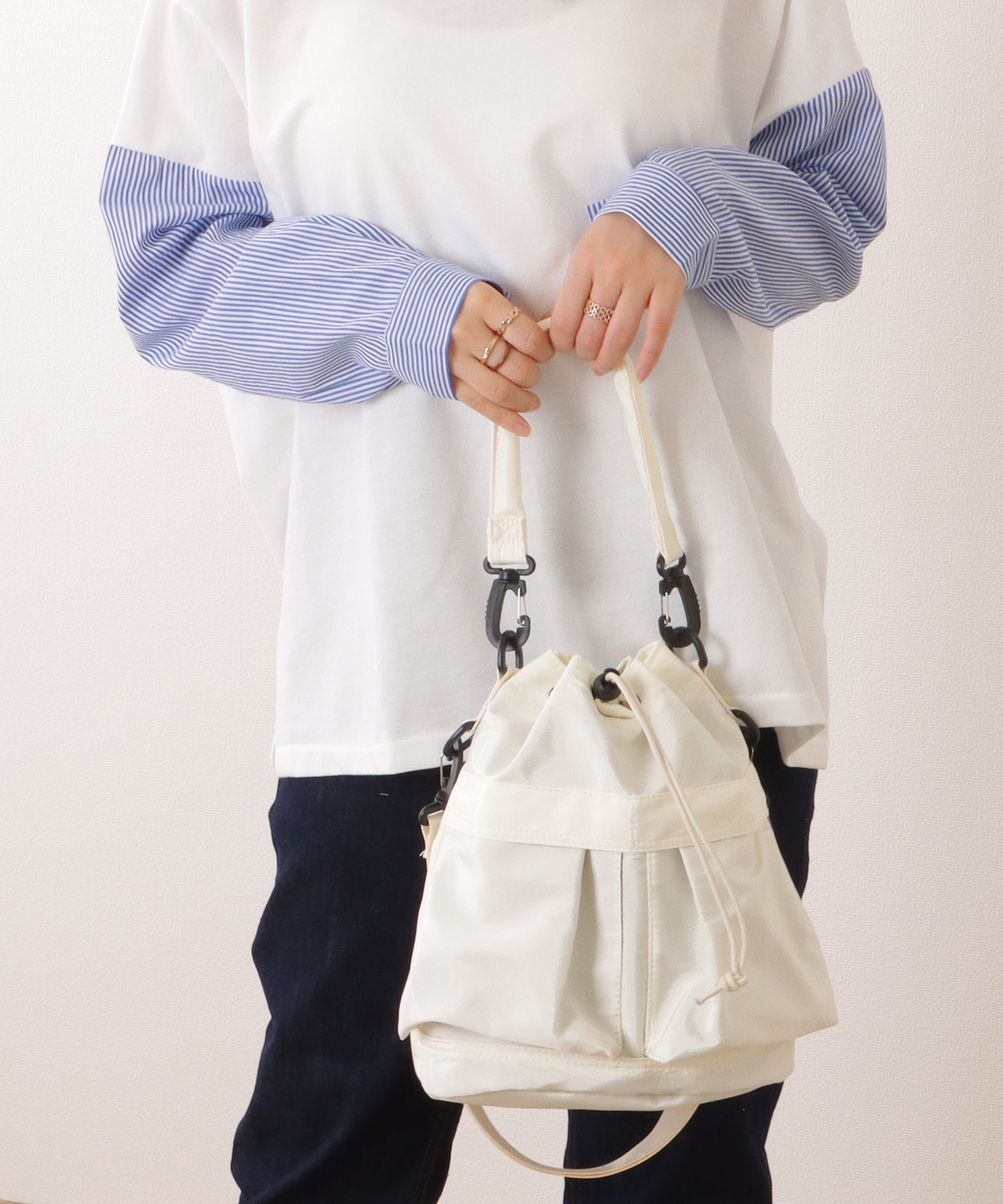 ダブルストラップ ミリタリー 巾着 ショルダー バッグ