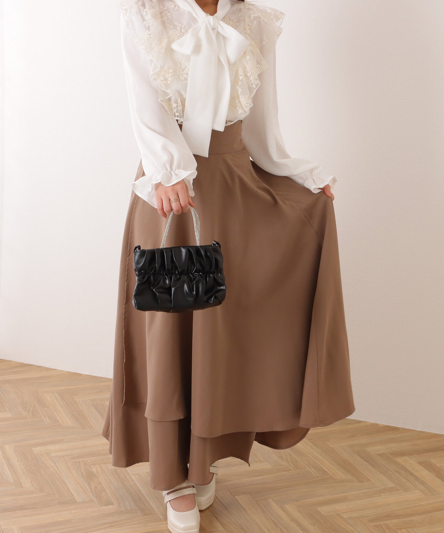 コンパクト ギャザー スクエア 2WAY ショルダー バッグ