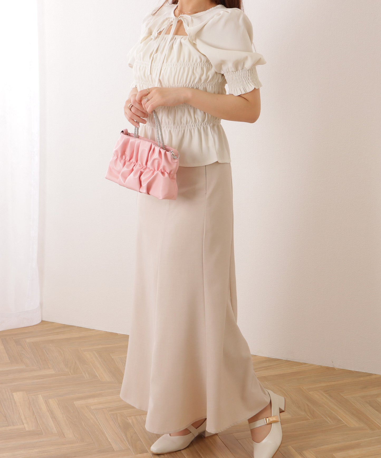 コンパクト ギャザー スクエア 2WAY ショルダー バッグ