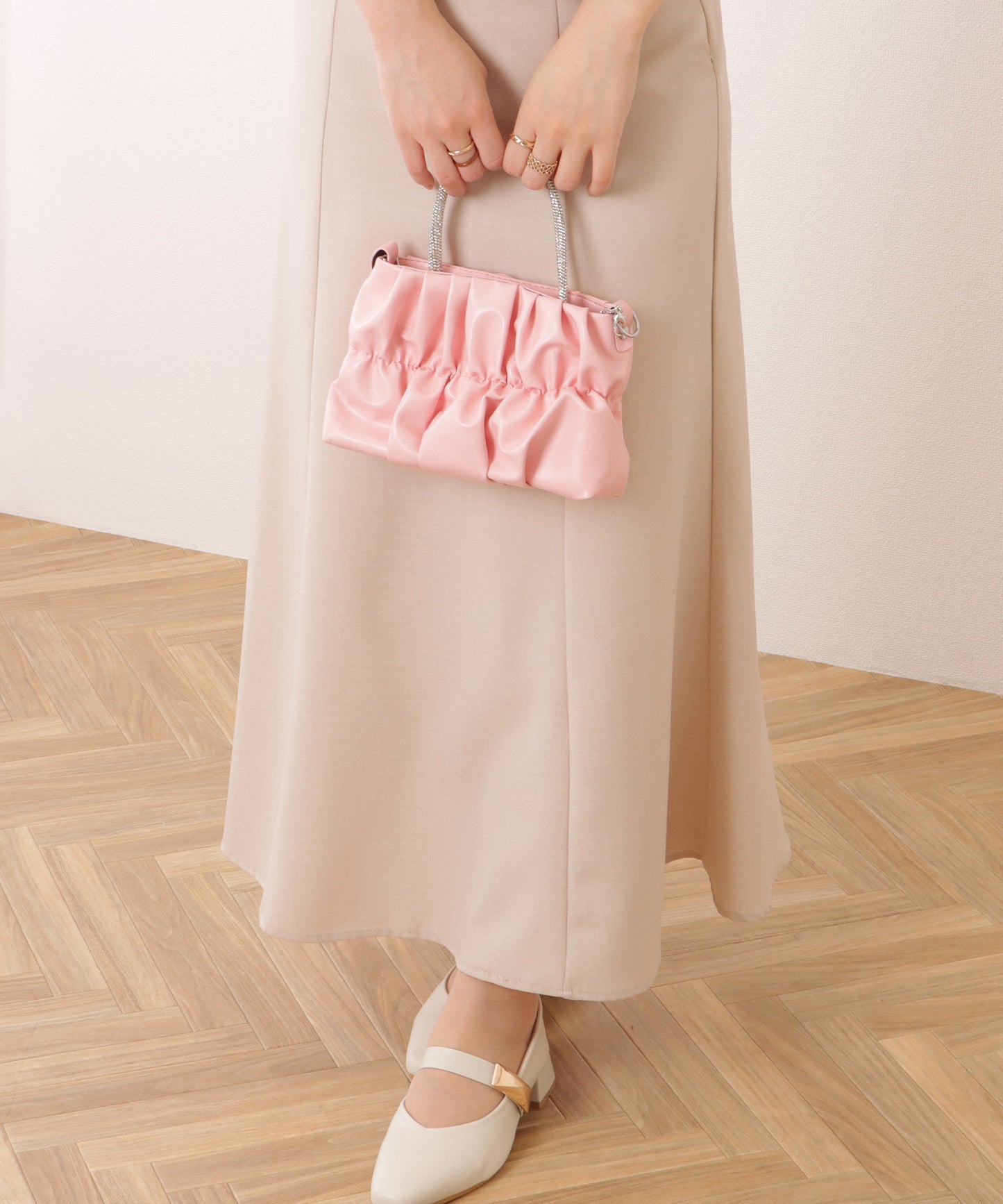 コンパクト ギャザー スクエア 2WAY ショルダー バッグ