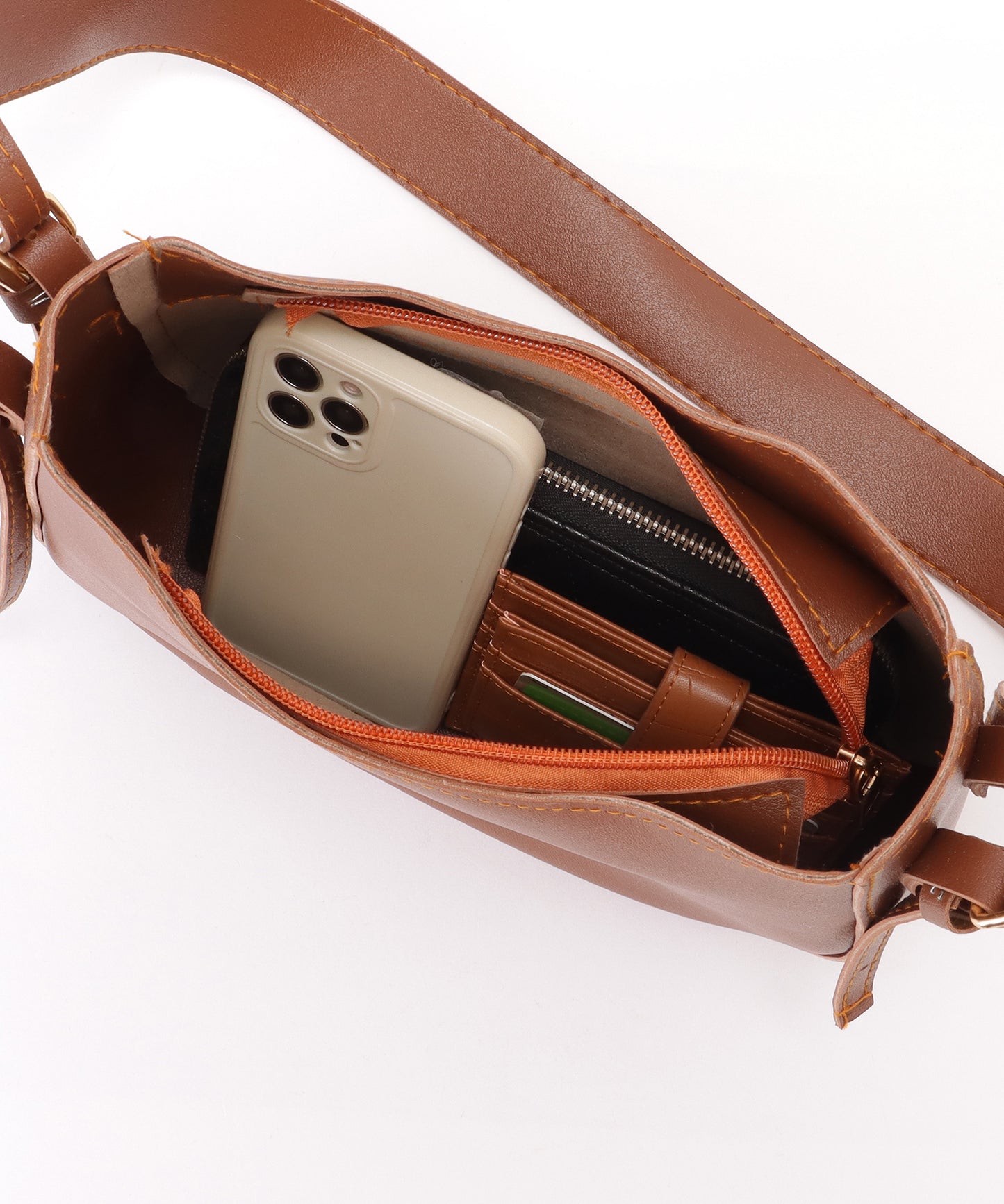 デザイン ストラップ ラウンド ショルダーバッグ