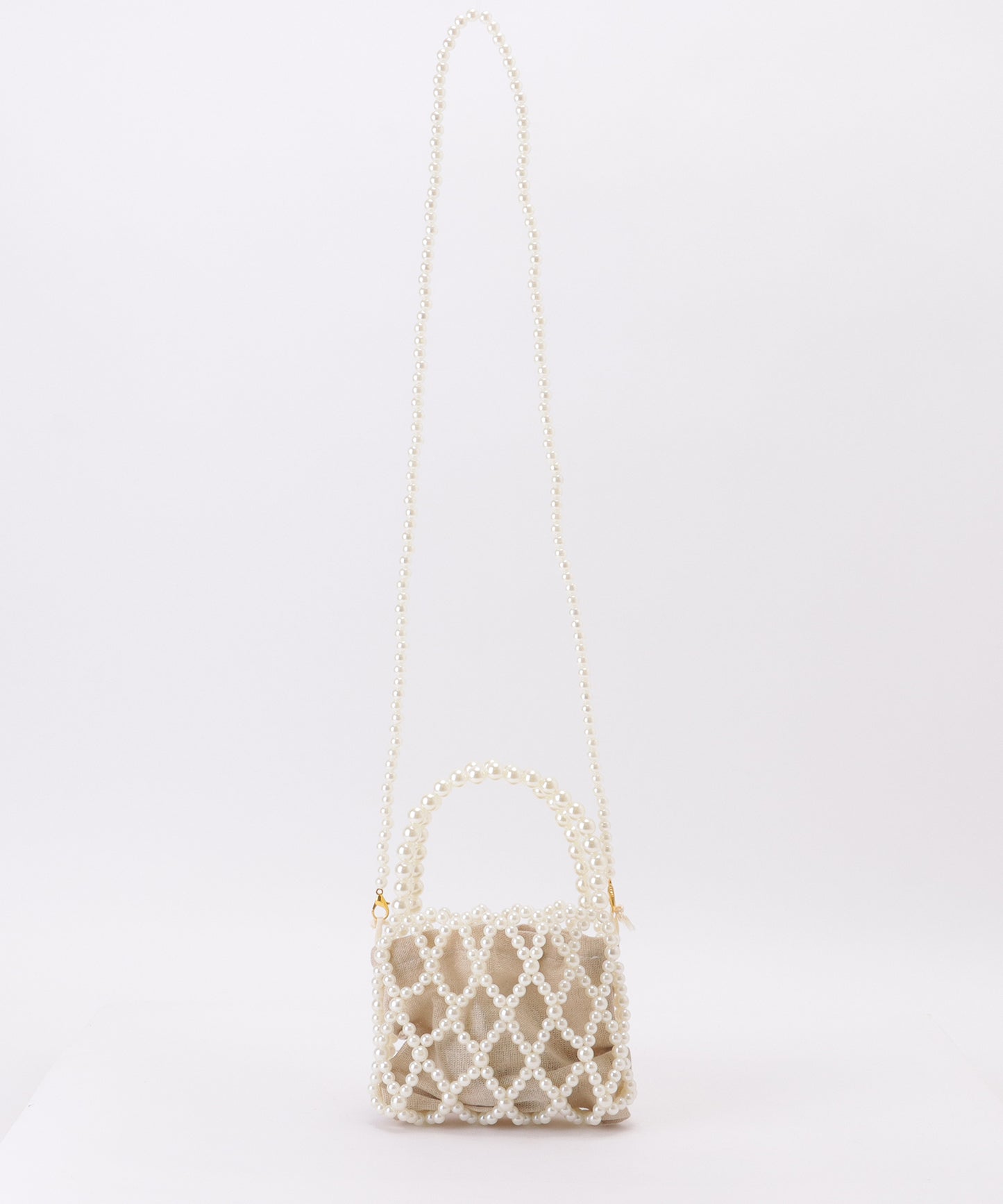 巾着インナー付き 2WAY コンパクト パール バッグ