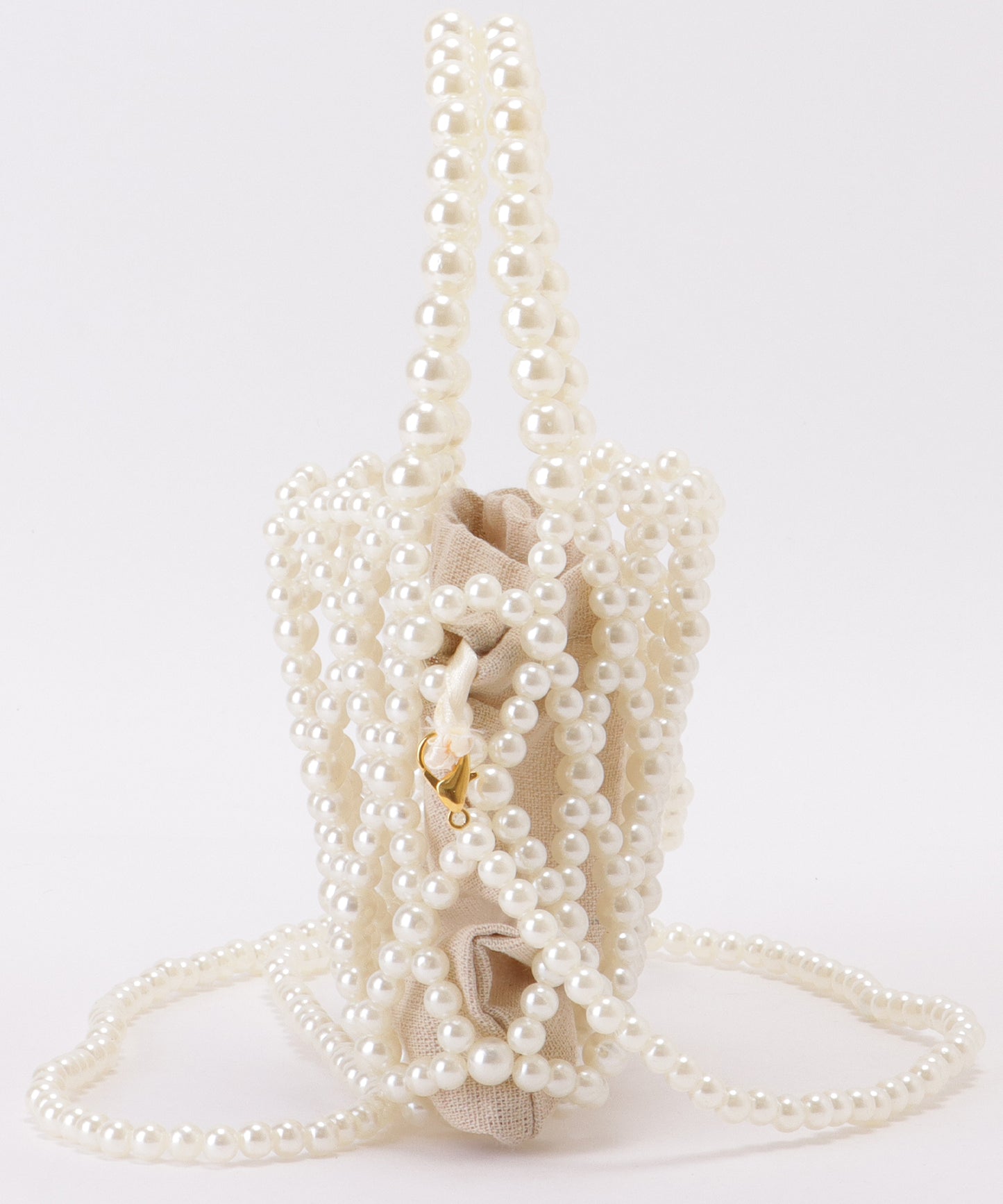 巾着インナー付き 2WAY コンパクト パール バッグ