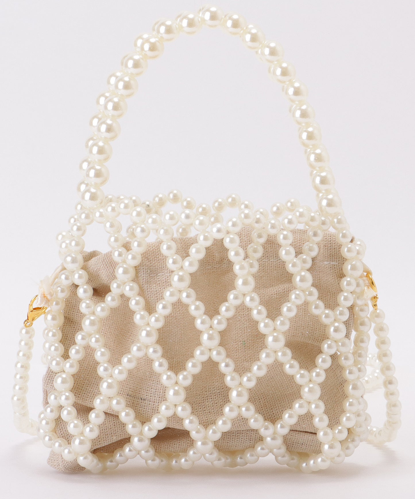 巾着インナー付き 2WAY コンパクト パール バッグ