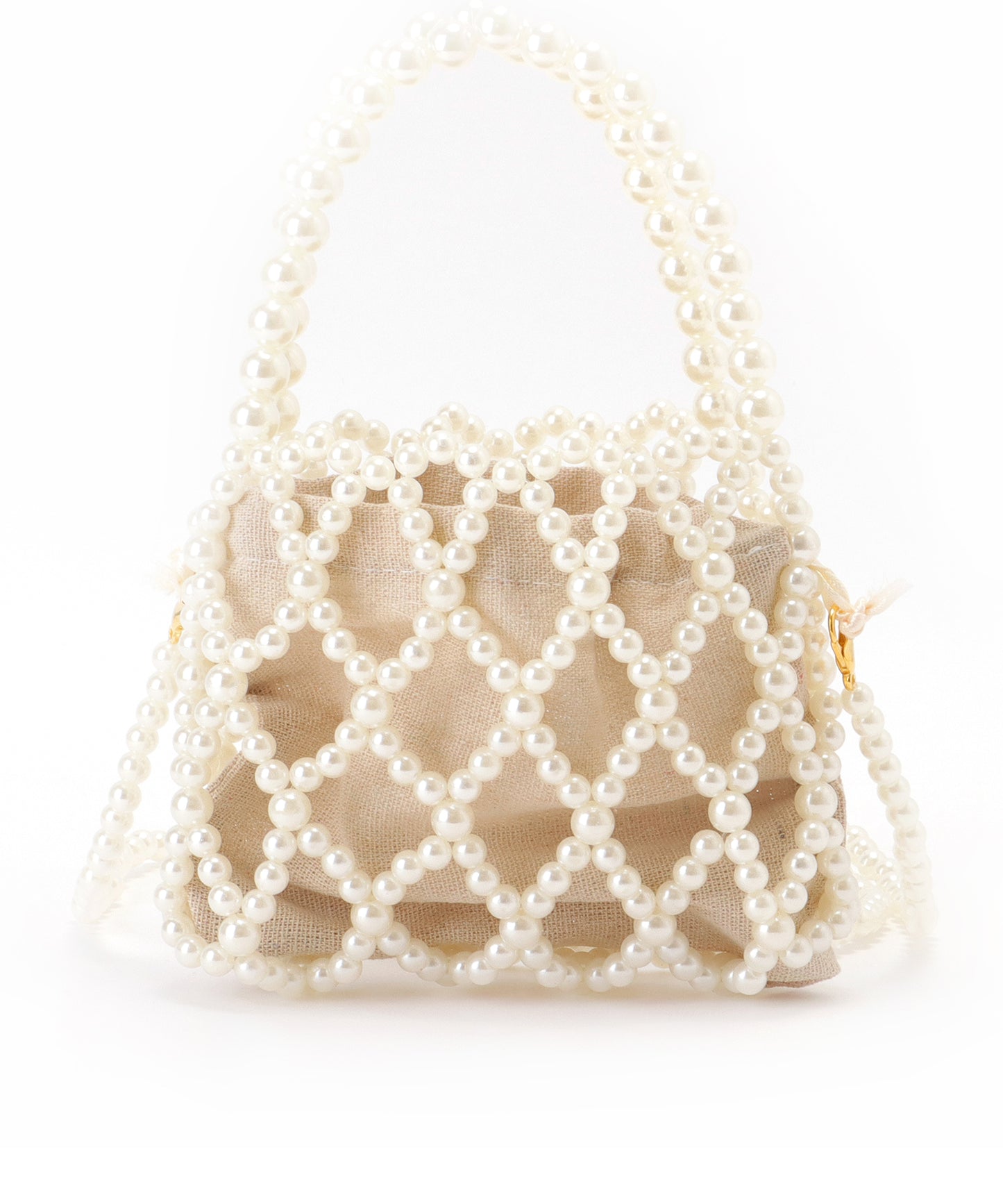 巾着インナー付き 2WAY コンパクト パール バッグ