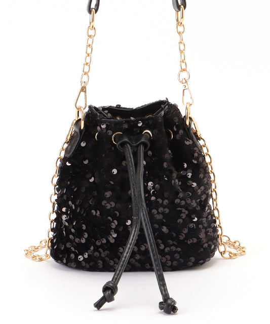 スパンコール 2WAY 巾着 コンパクト ショルダーバッグ