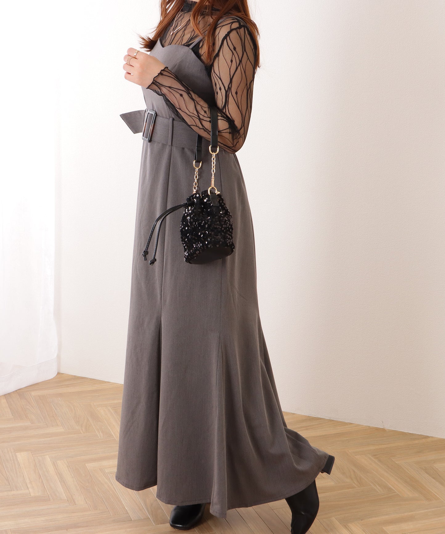 スパンコール 2WAY 巾着 コンパクト ショルダーバッグ