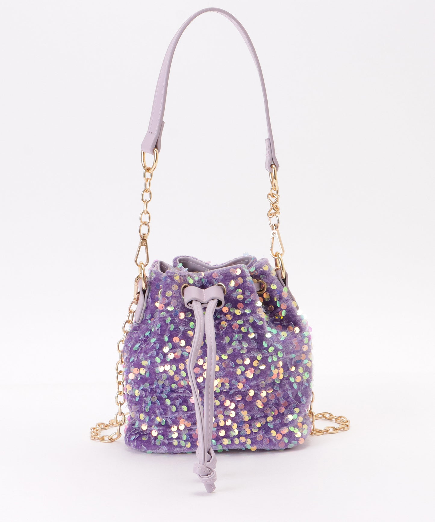 スパンコール 2WAY 巾着 コンパクト ショルダーバッグ