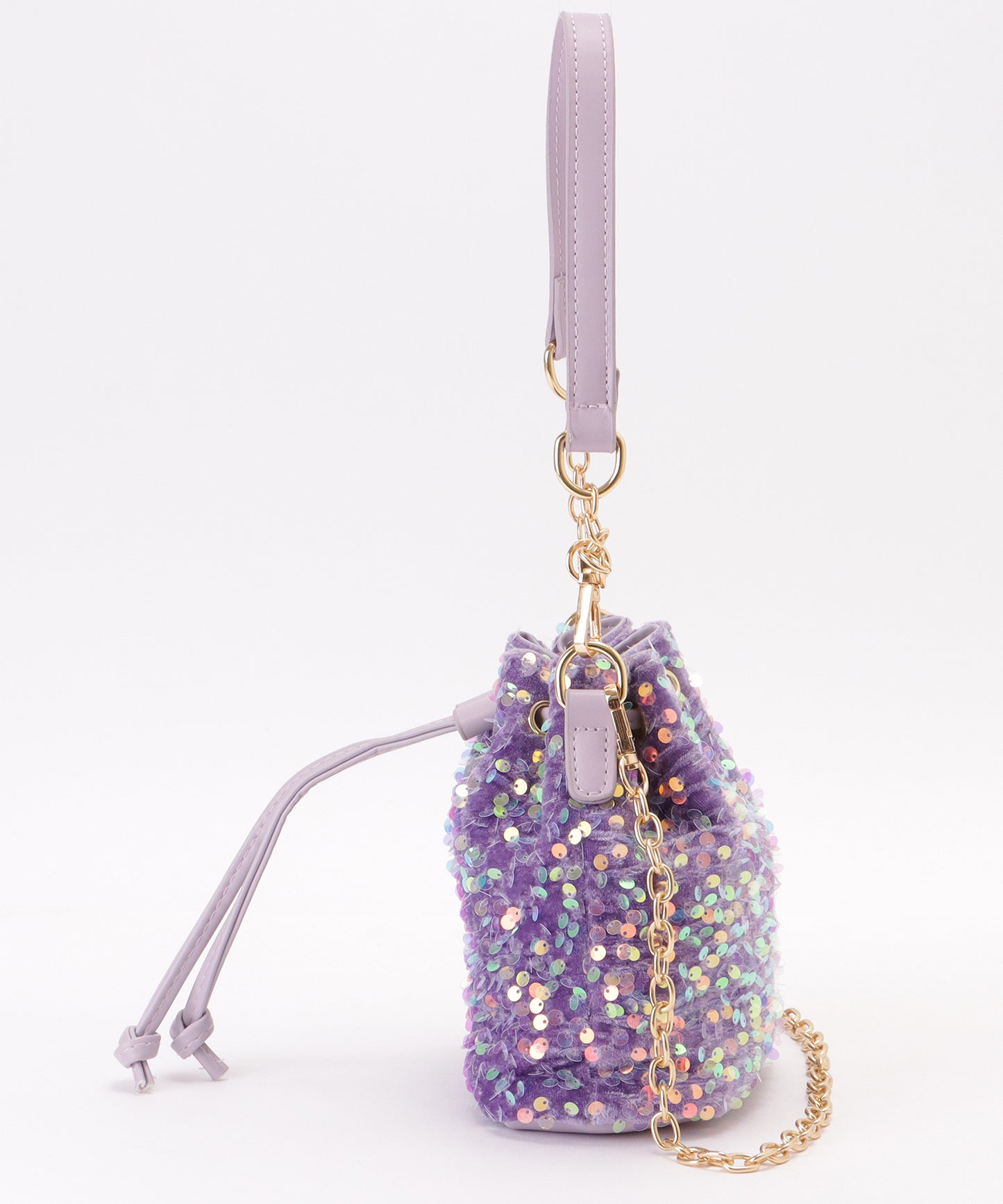 スパンコール 2WAY 巾着 コンパクト ショルダーバッグ