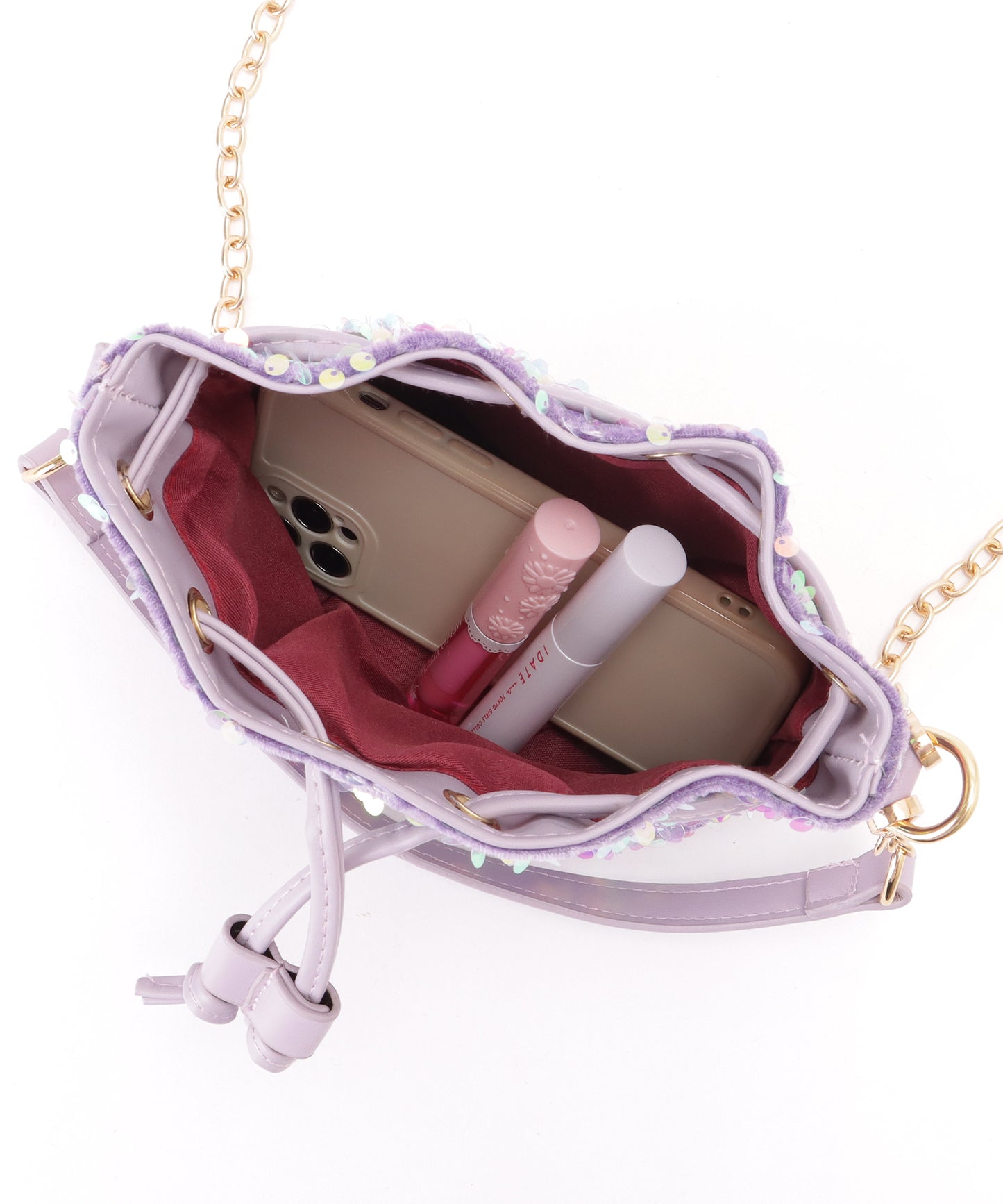 スパンコール 2WAY 巾着 コンパクト ショルダーバッグ