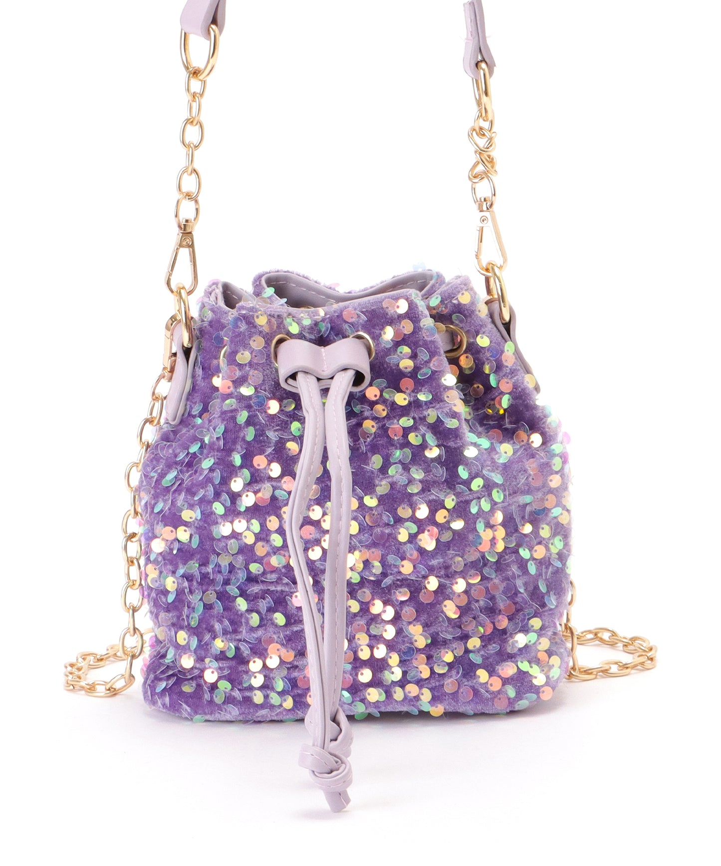 スパンコール 2WAY 巾着 コンパクト ショルダーバッグ