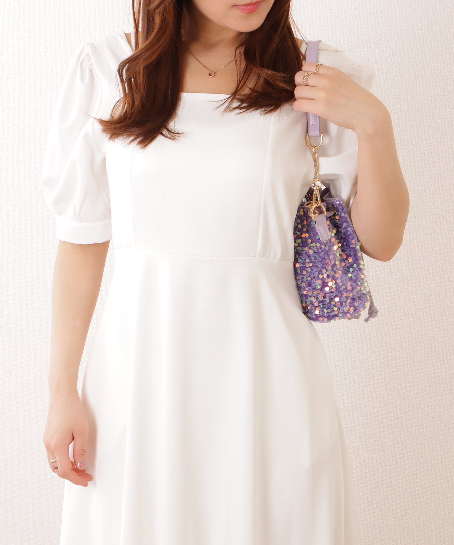 スパンコール 2WAY 巾着 コンパクト ショルダーバッグ