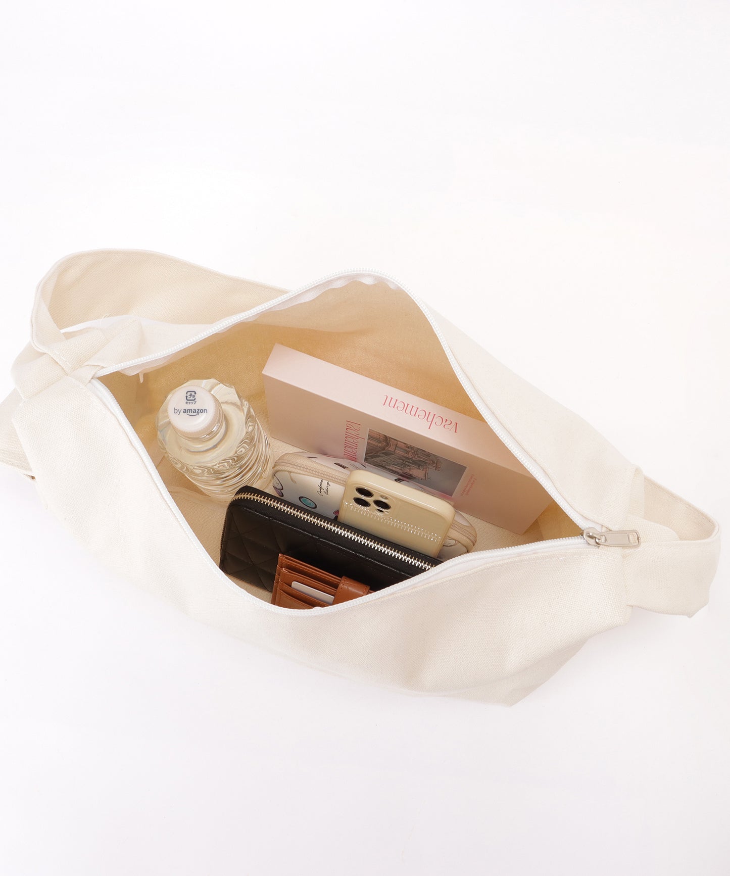 ポケット付き 大容量 ファスナー ビッグ ショルダーバッグ