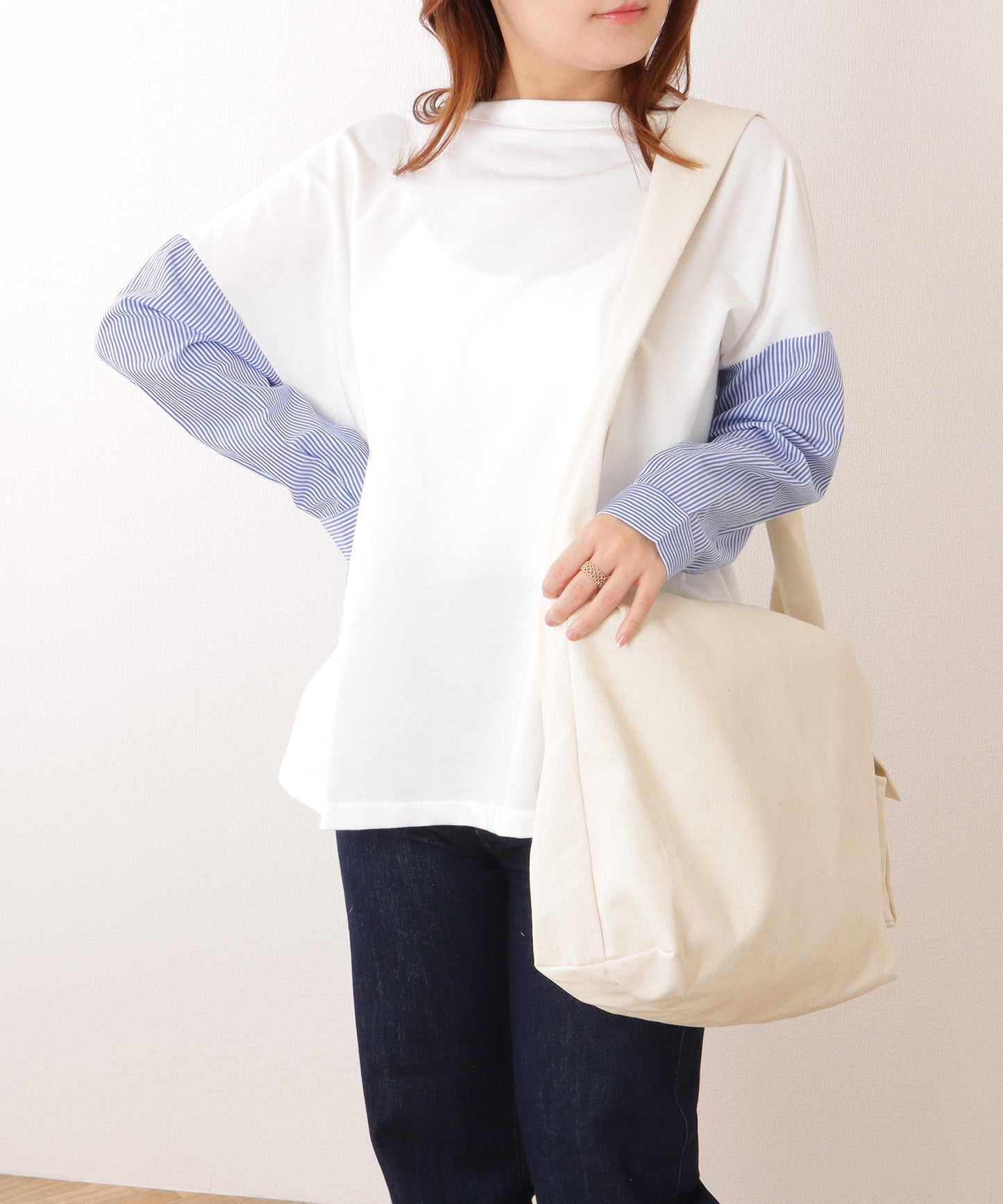 ポケット付き 大容量 ファスナー ビッグ ショルダーバッグ