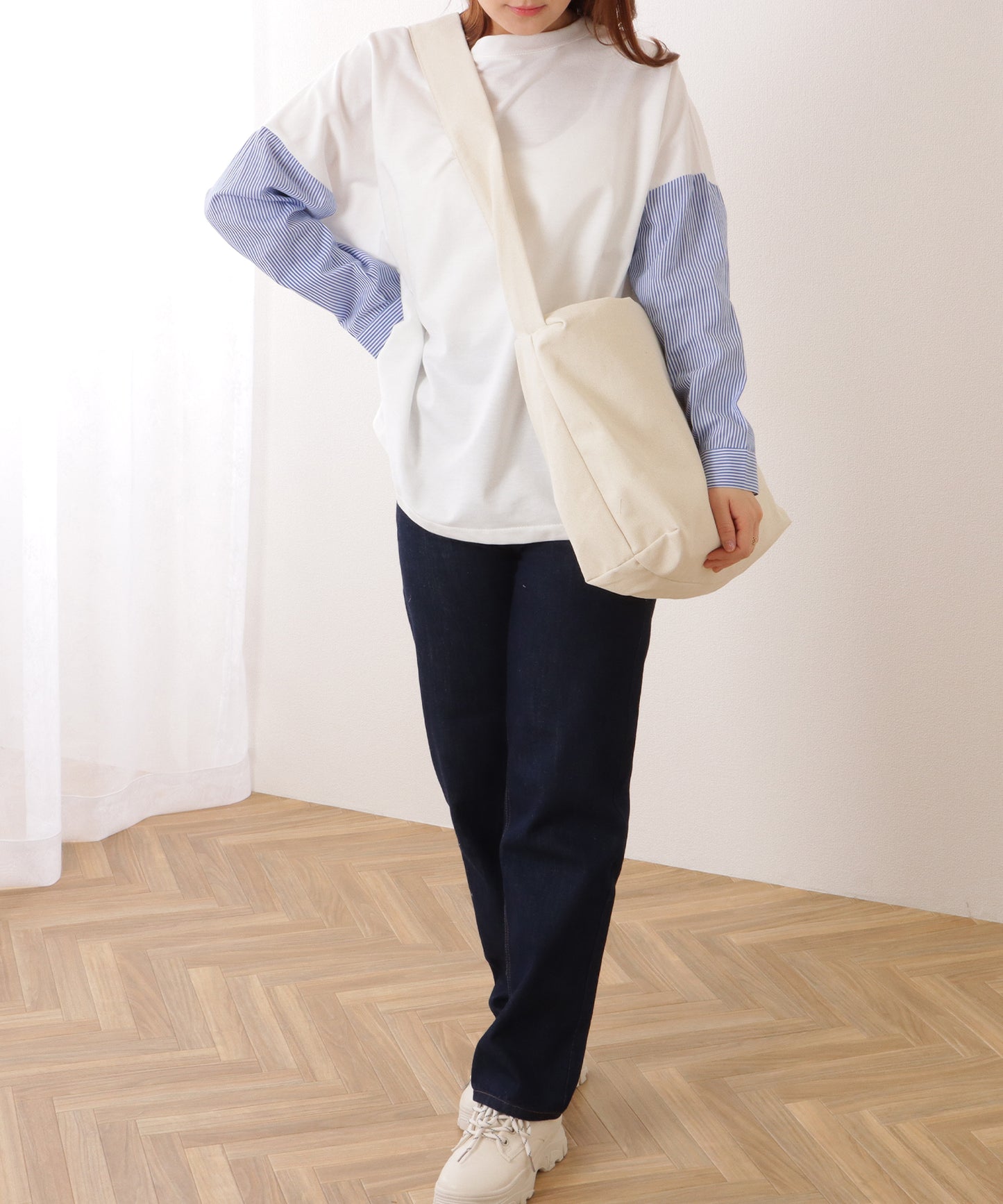 ポケット付き 大容量 ファスナー ビッグ ショルダーバッグ