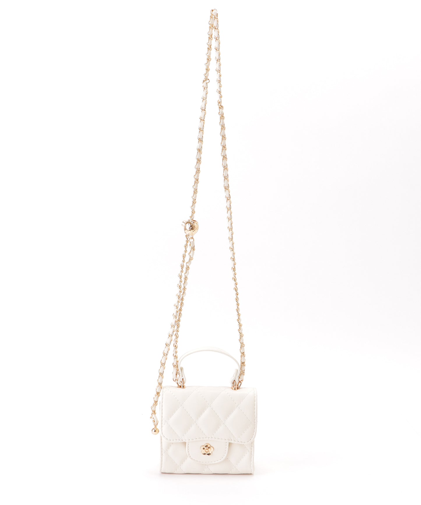 フラワーモチーフ付き 2WAY キルティング スクエア ショルダーバッグ