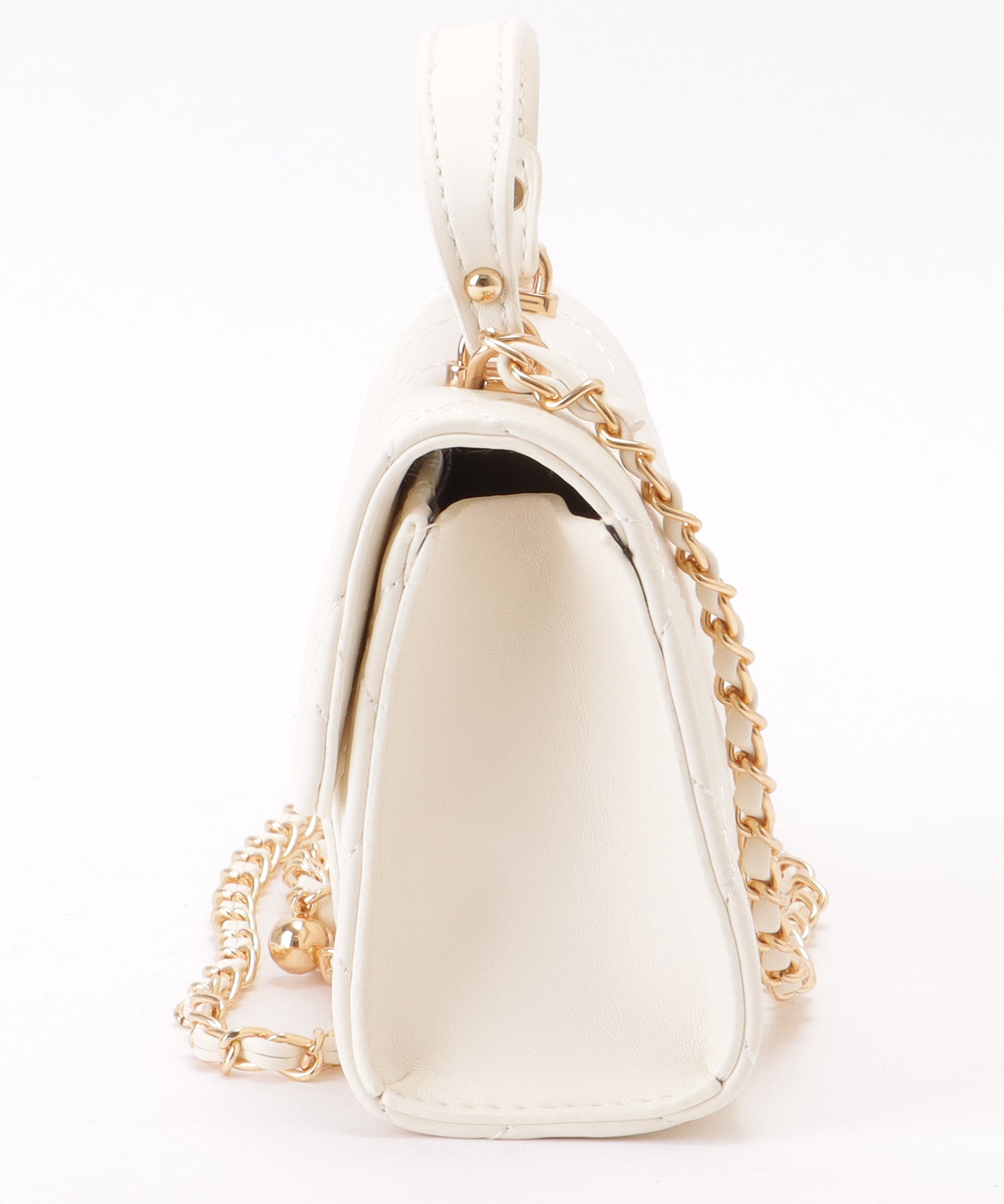 フラワーモチーフ付き 2WAY キルティング スクエア ショルダーバッグ