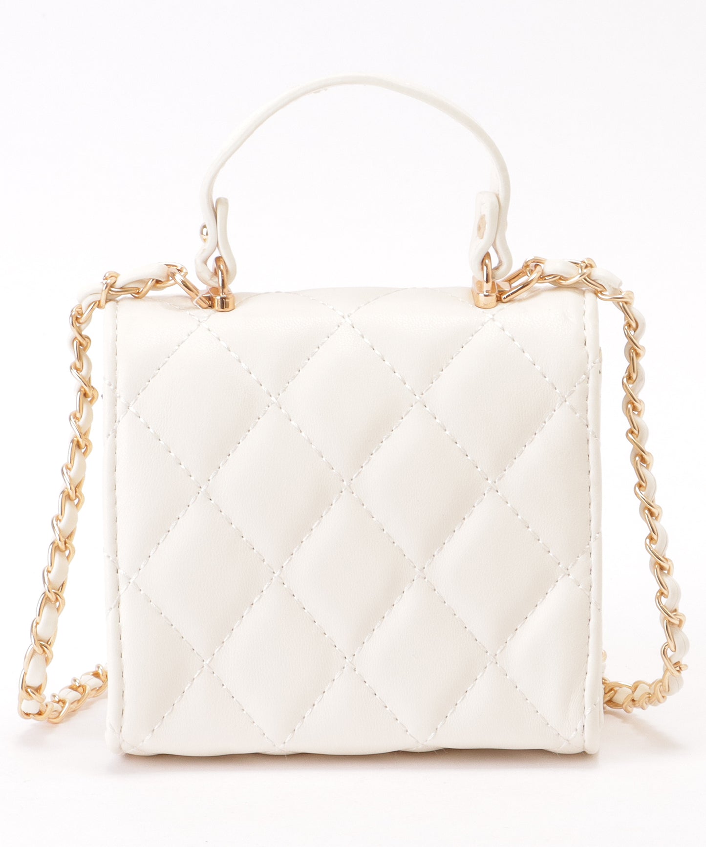 フラワーモチーフ付き 2WAY キルティング スクエア ショルダーバッグ